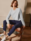 Kaschmirpullover mit Ärmelbündchen-Quarzgrau