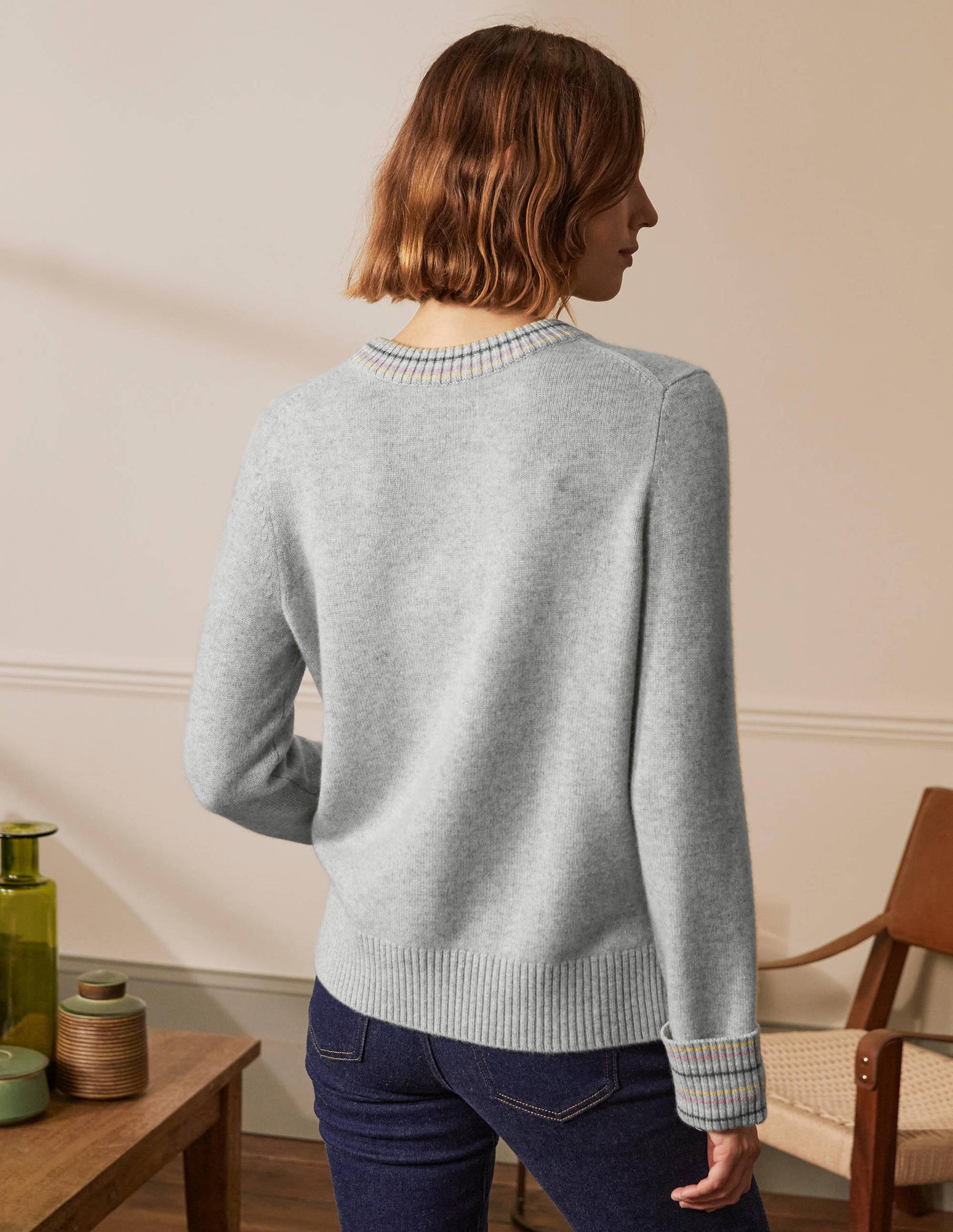 Kaschmirpullover mit Ärmelbündchen-Quarzgrau-3