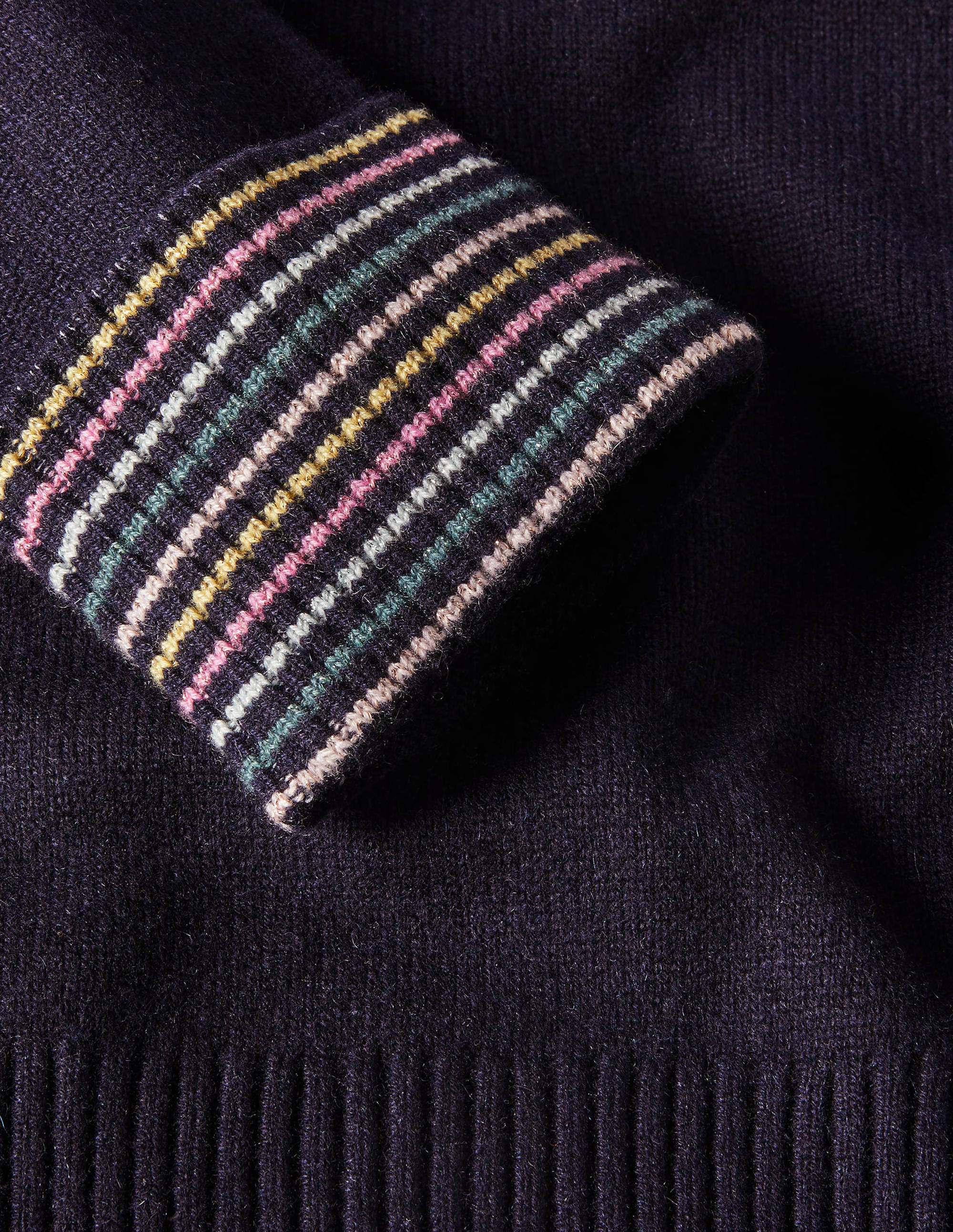 Kaschmirpullover mit Ärmelbündchen-Marineblau - Image 6