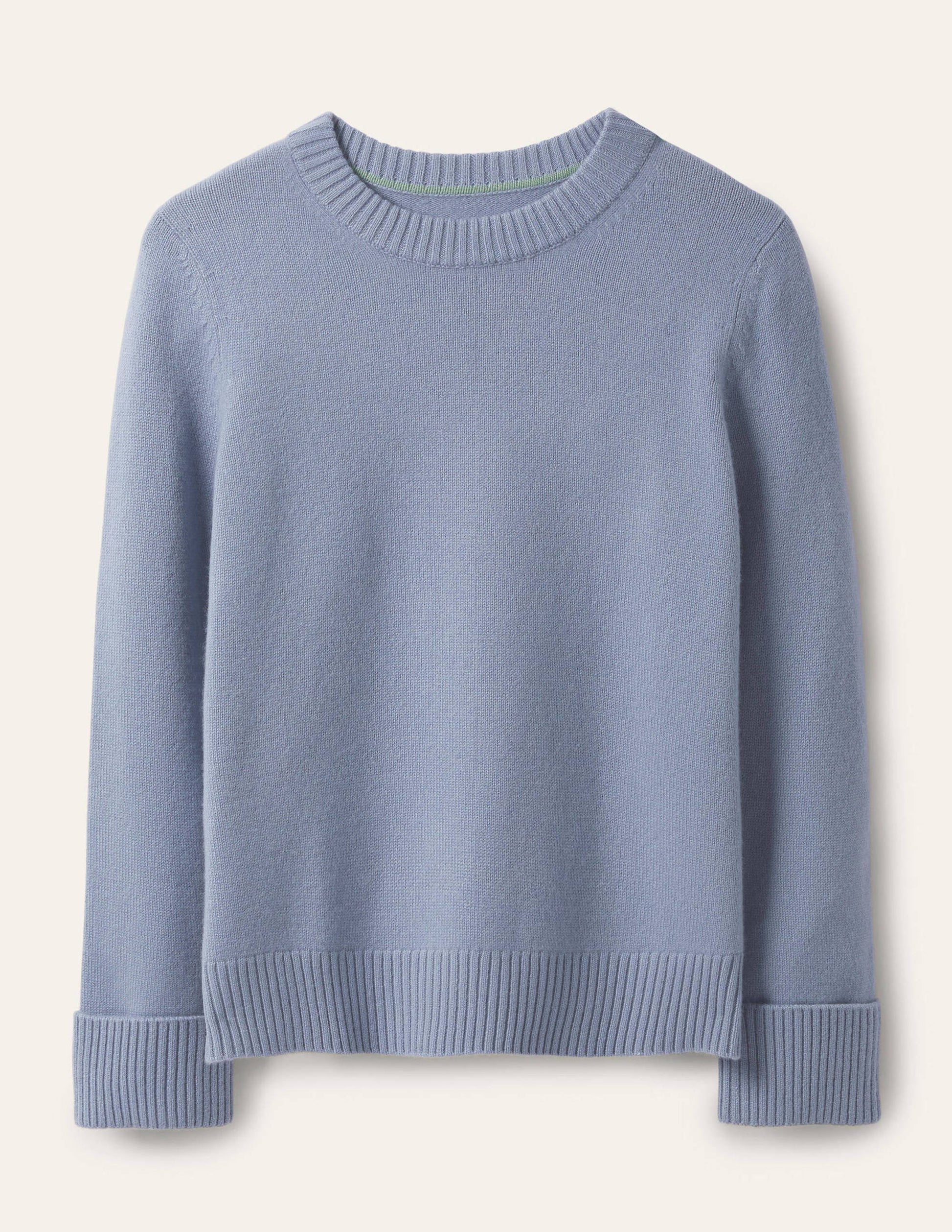 Kaschmirpullover mit Ärmelbündchen-Helles Lapisblau-5