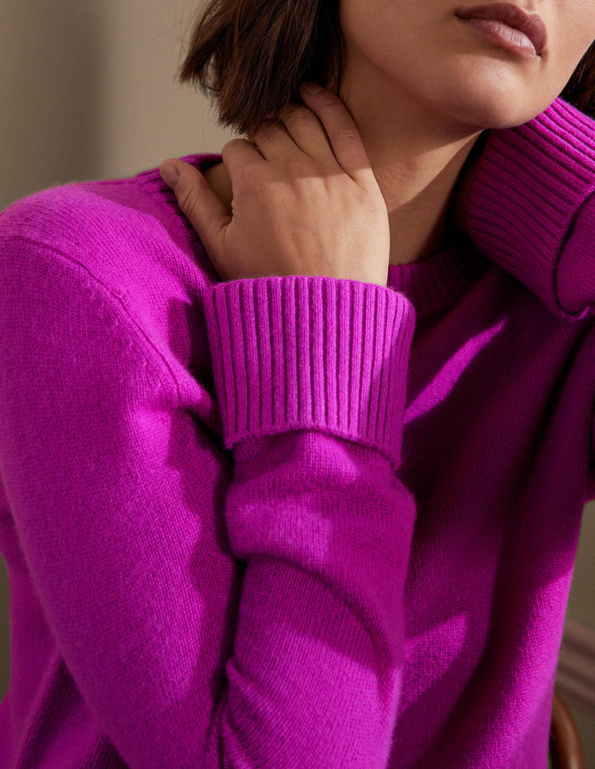 Kaschmirpullover mit Ärmelbündchen-Königsviolett-2
