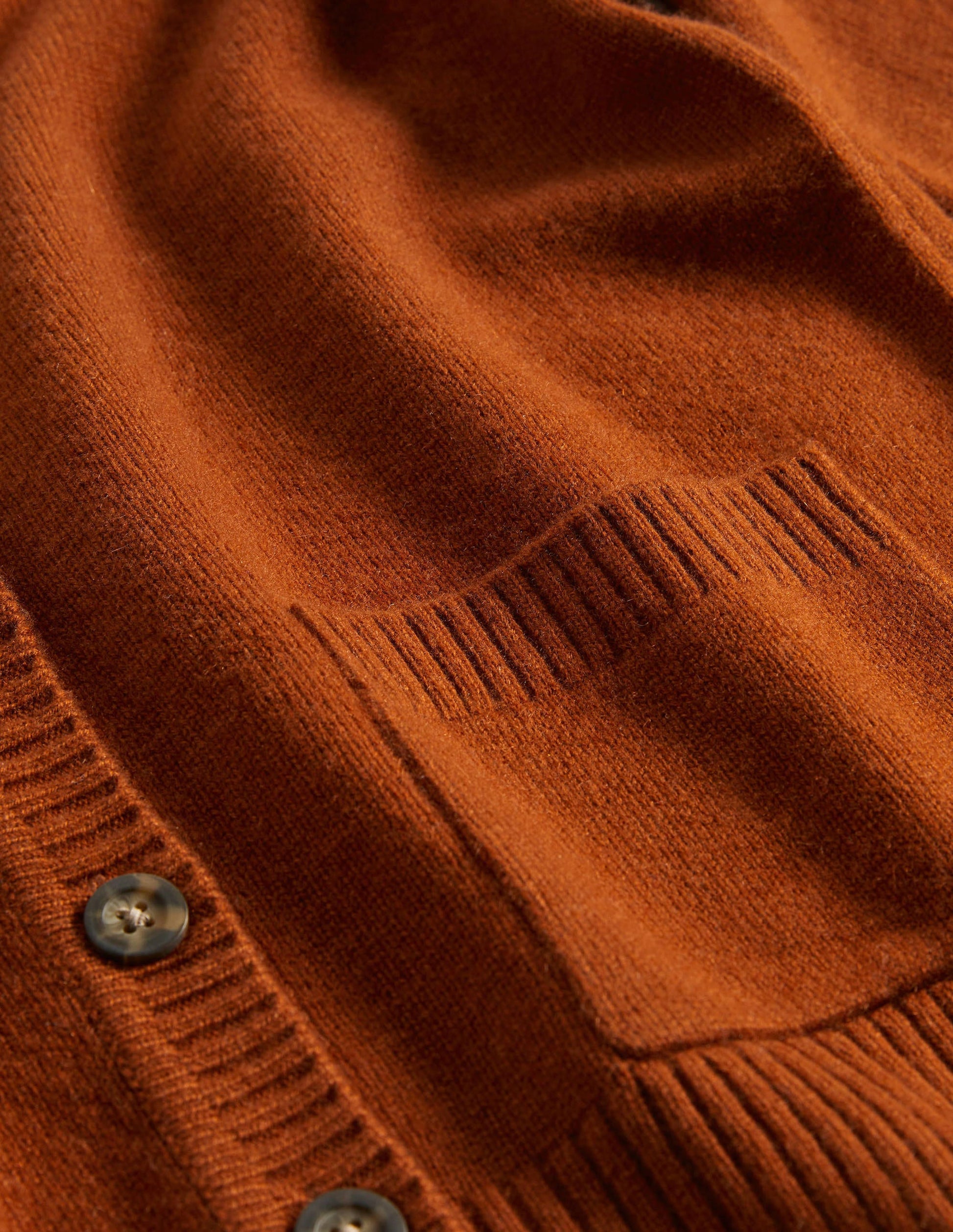 Kaschmircardigan mit Ärmelbündchen-Rostrot-6