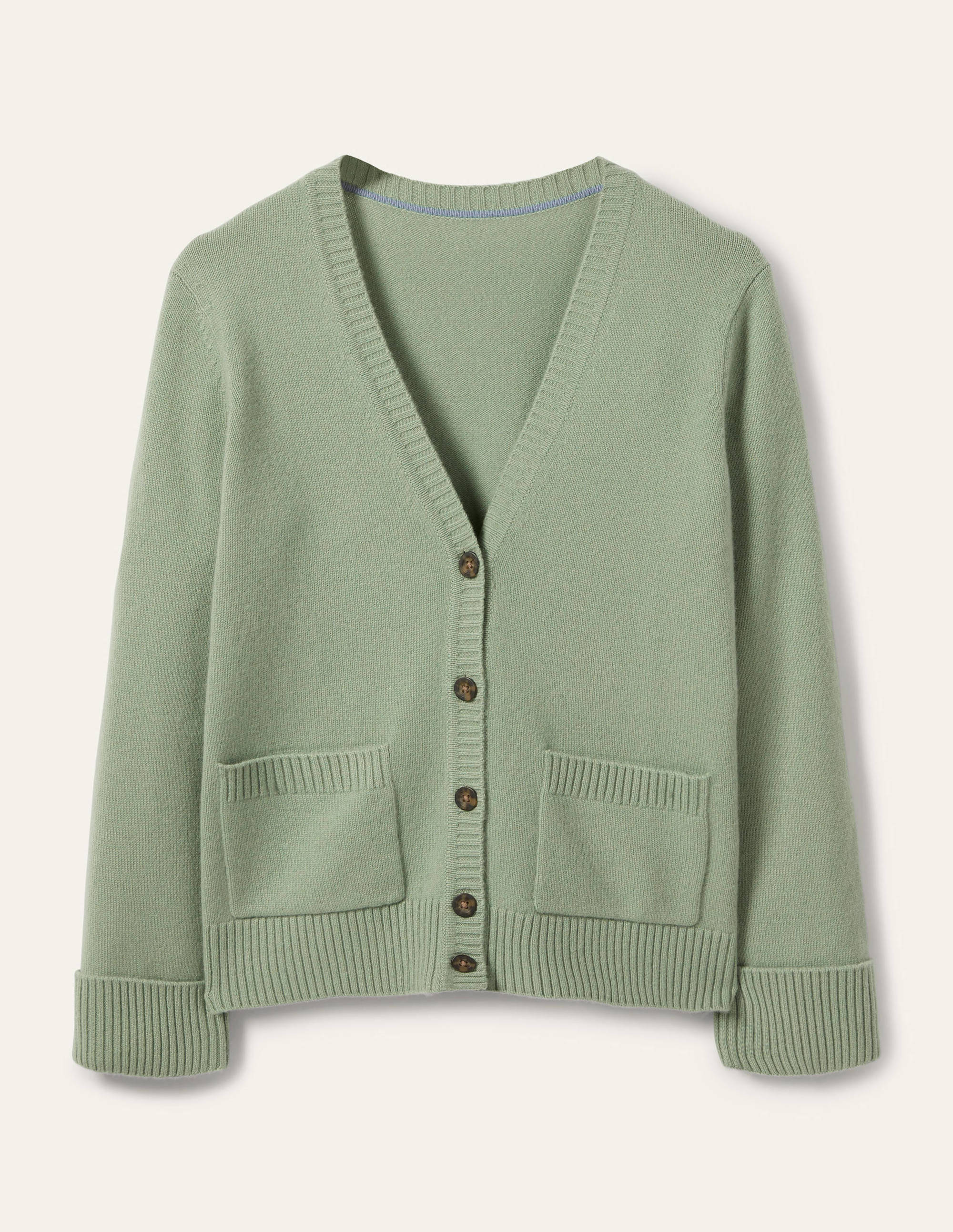 Kaschmircardigan mit Ärmelbündchen-Enteneigrün - Image 5