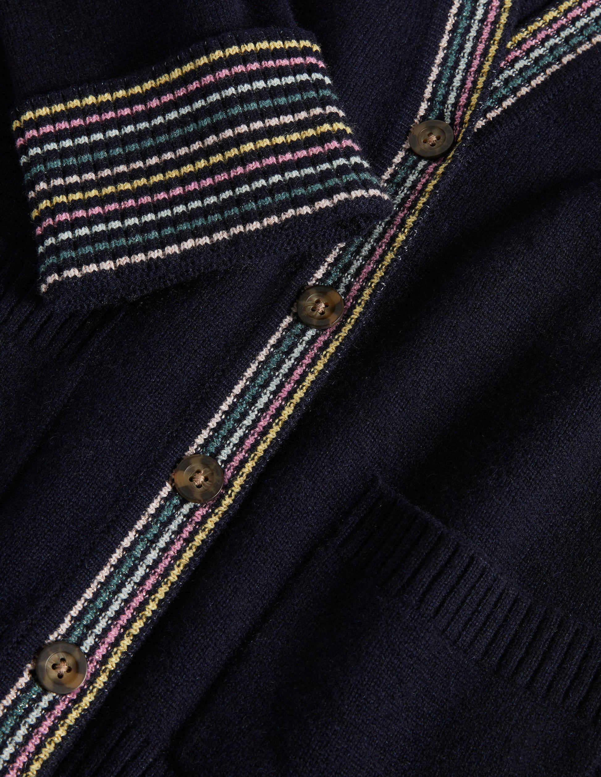 Gilet en cachemire avec revers aux poignets-Bleu marine-6