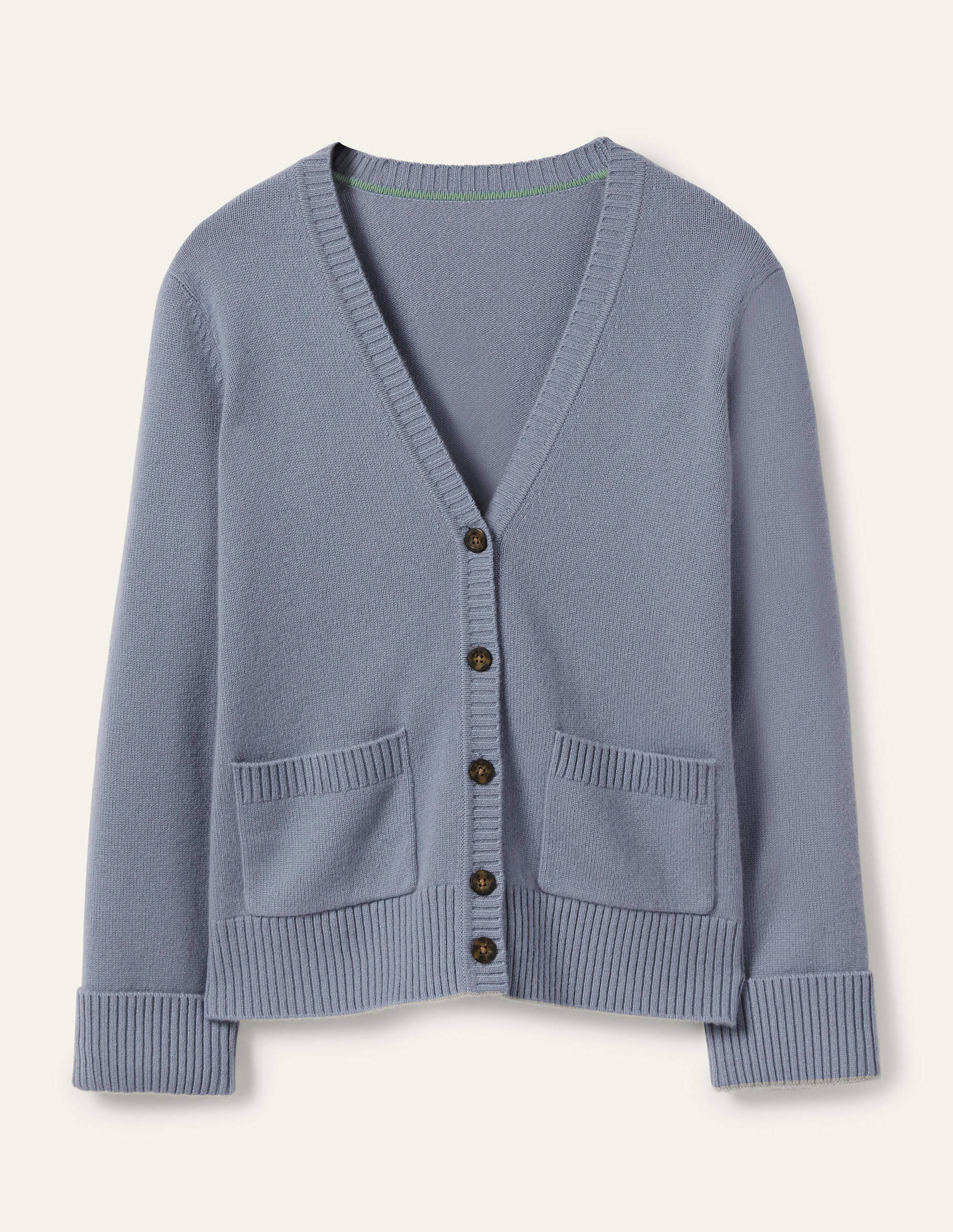 Kaschmircardigan mit Ärmelbündchen-Helles Lapisblau - Image 5
