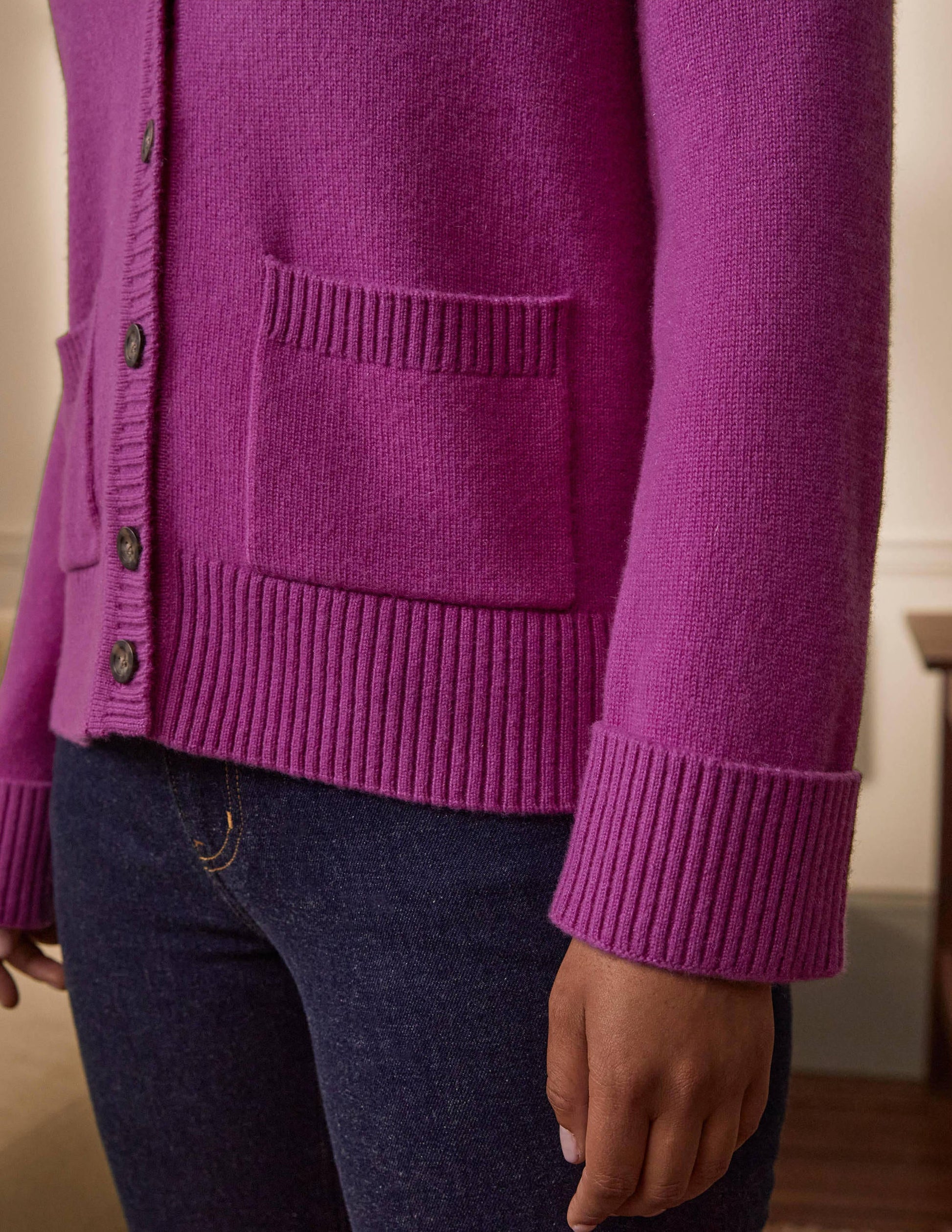 Kaschmircardigan mit Ärmelbündchen-Amethystviolett-2