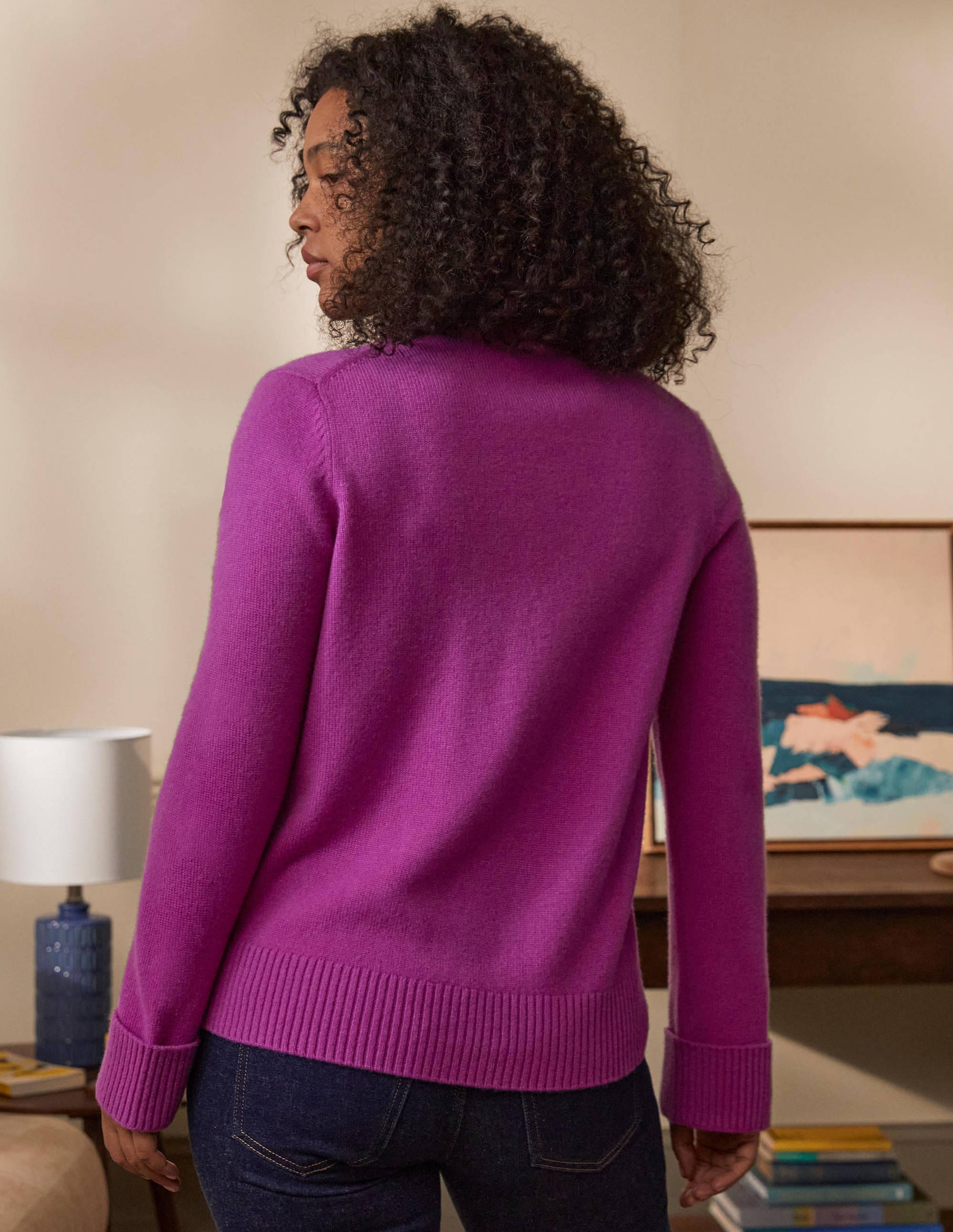 Kaschmircardigan mit Ärmelbündchen-Amethystviolett - Image 3