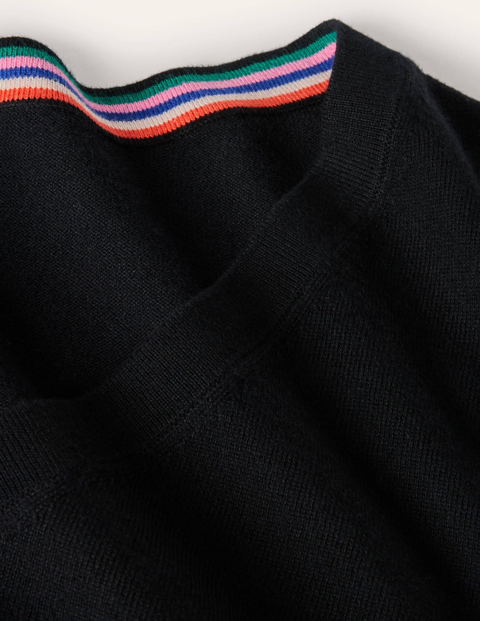 Cotton V-Neck Jumper-Black-11