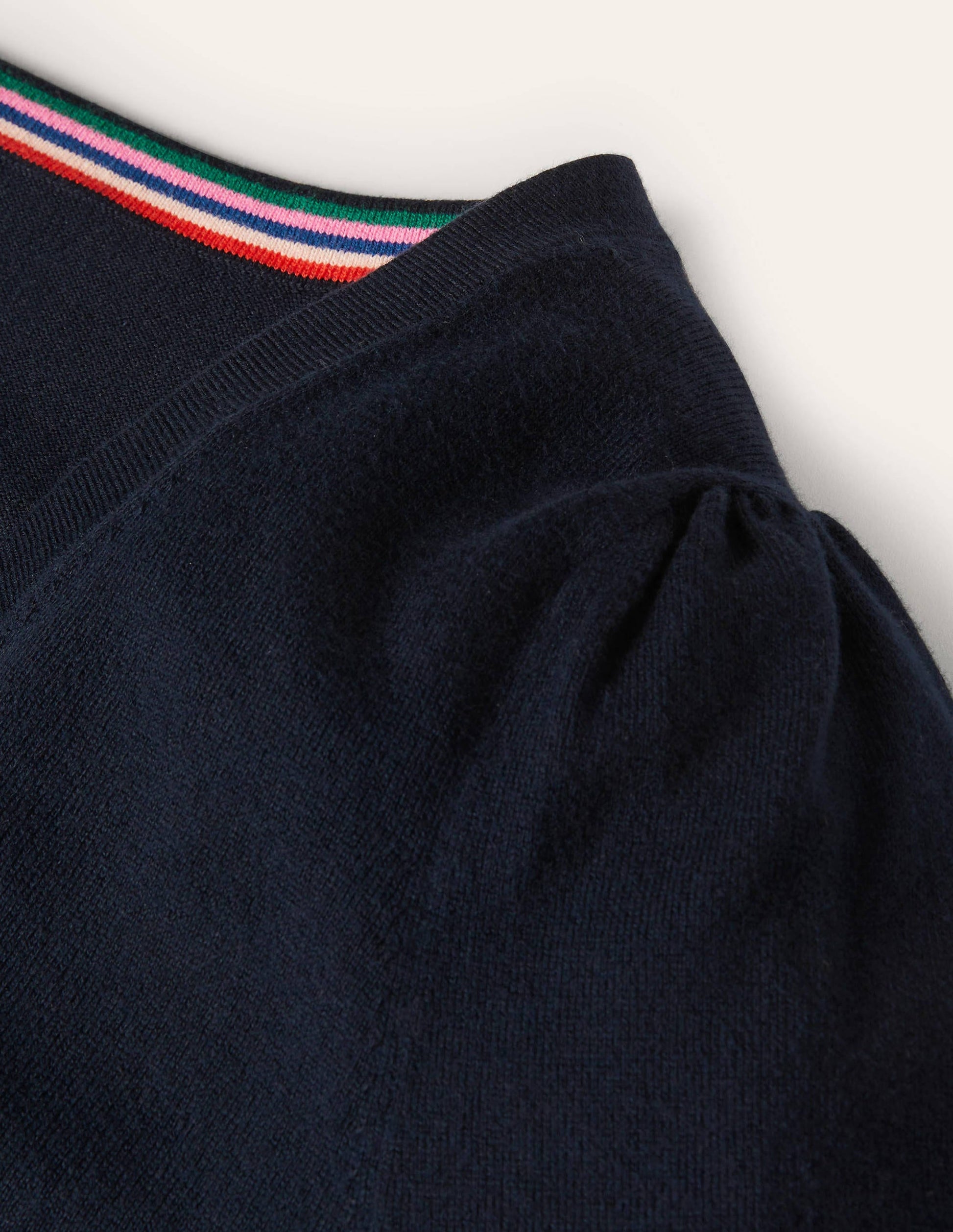 Cotton V-Neck Jumper-Navy-10