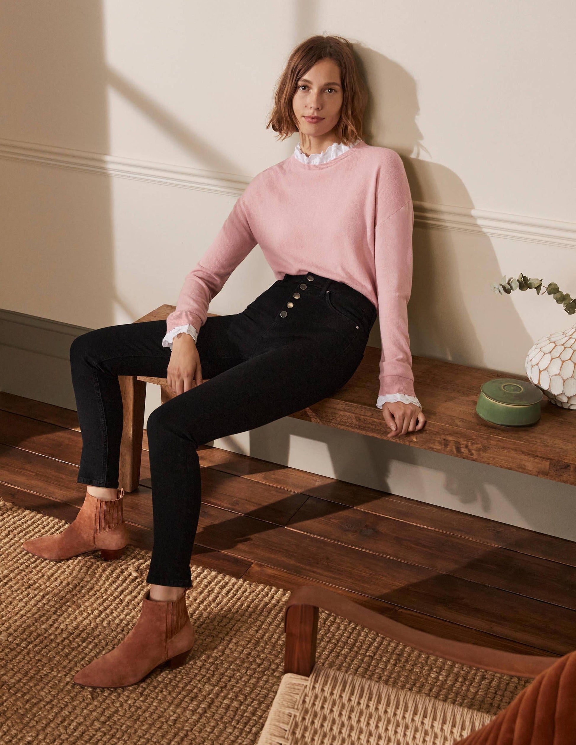 Röhrenjeans mit Knopfleiste-Schwarz-4