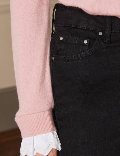 Röhrenjeans mit Knopfleiste-Schwarz-1