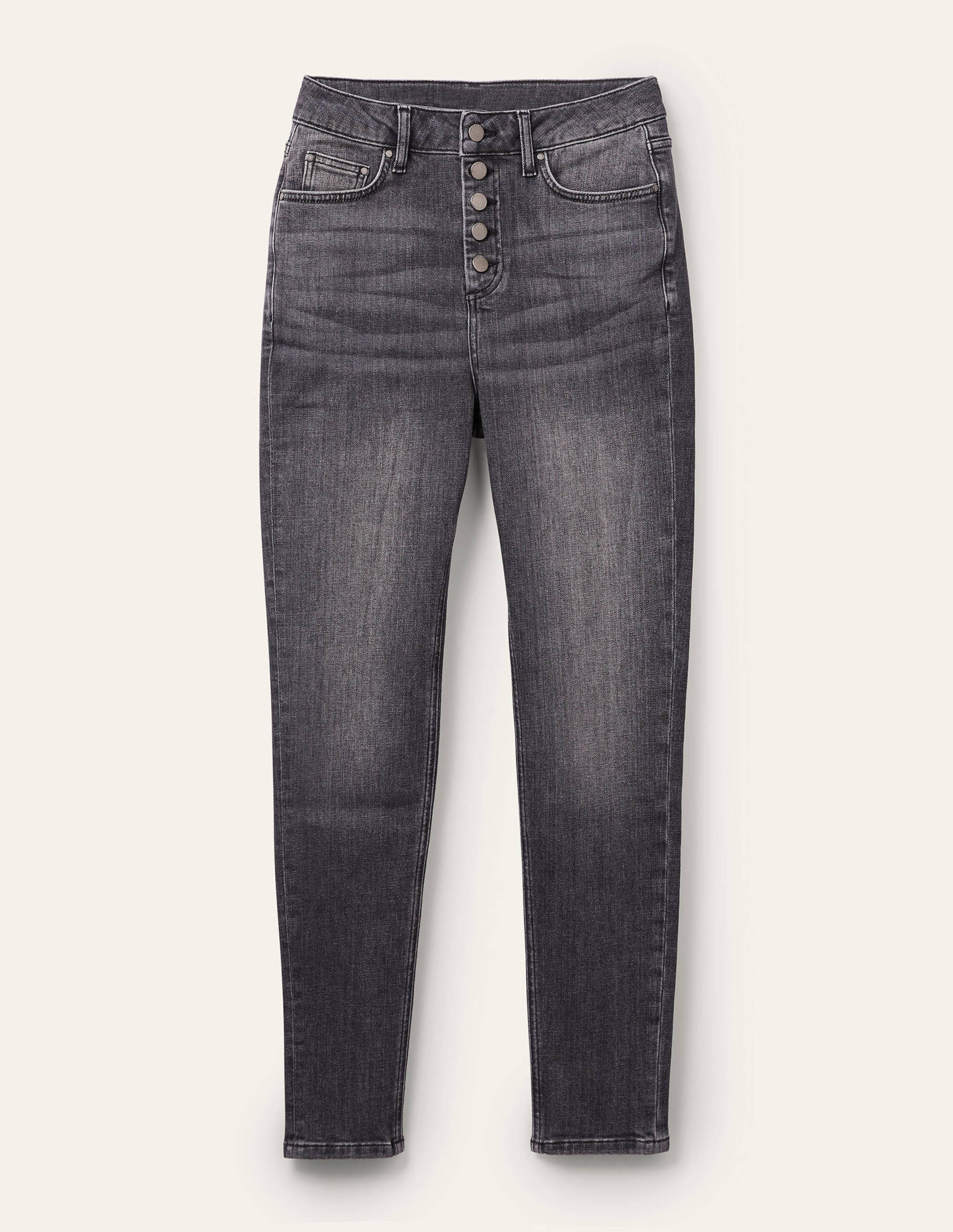 Jean skinny à braguette boutonnée-Gris authentique - Image 6