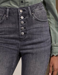 Jean skinny à braguette boutonnée-Gris authentique