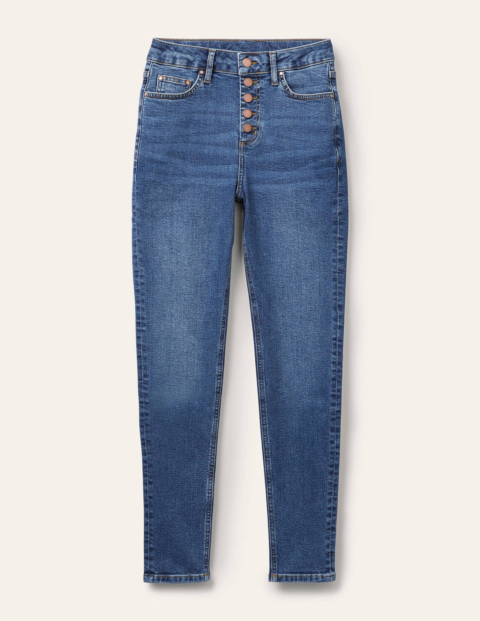 Röhrenjeans mit Knopfleiste-Mittleres Vintageblau - Image 5