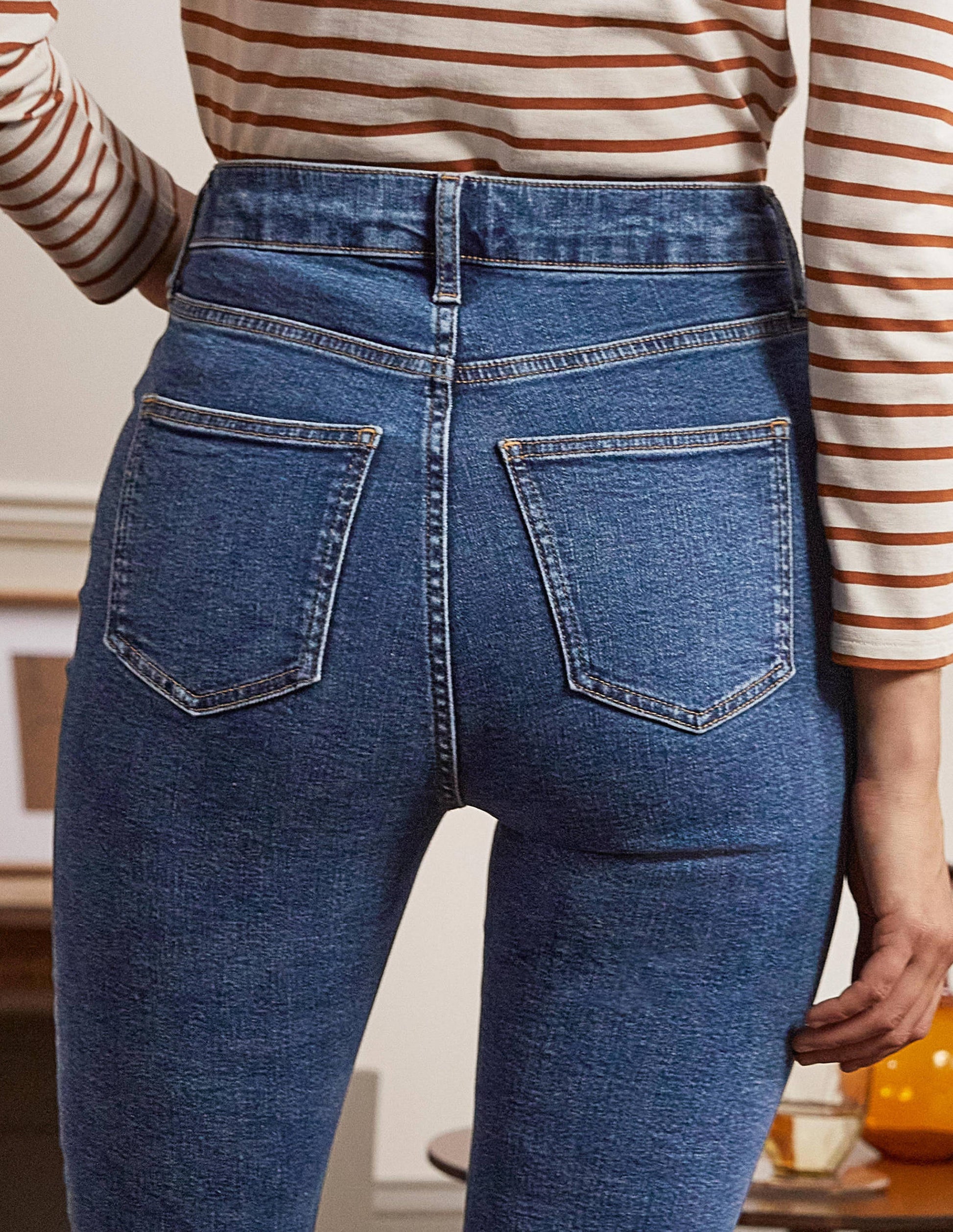 Röhrenjeans mit Knopfleiste-Mittleres Vintageblau-1