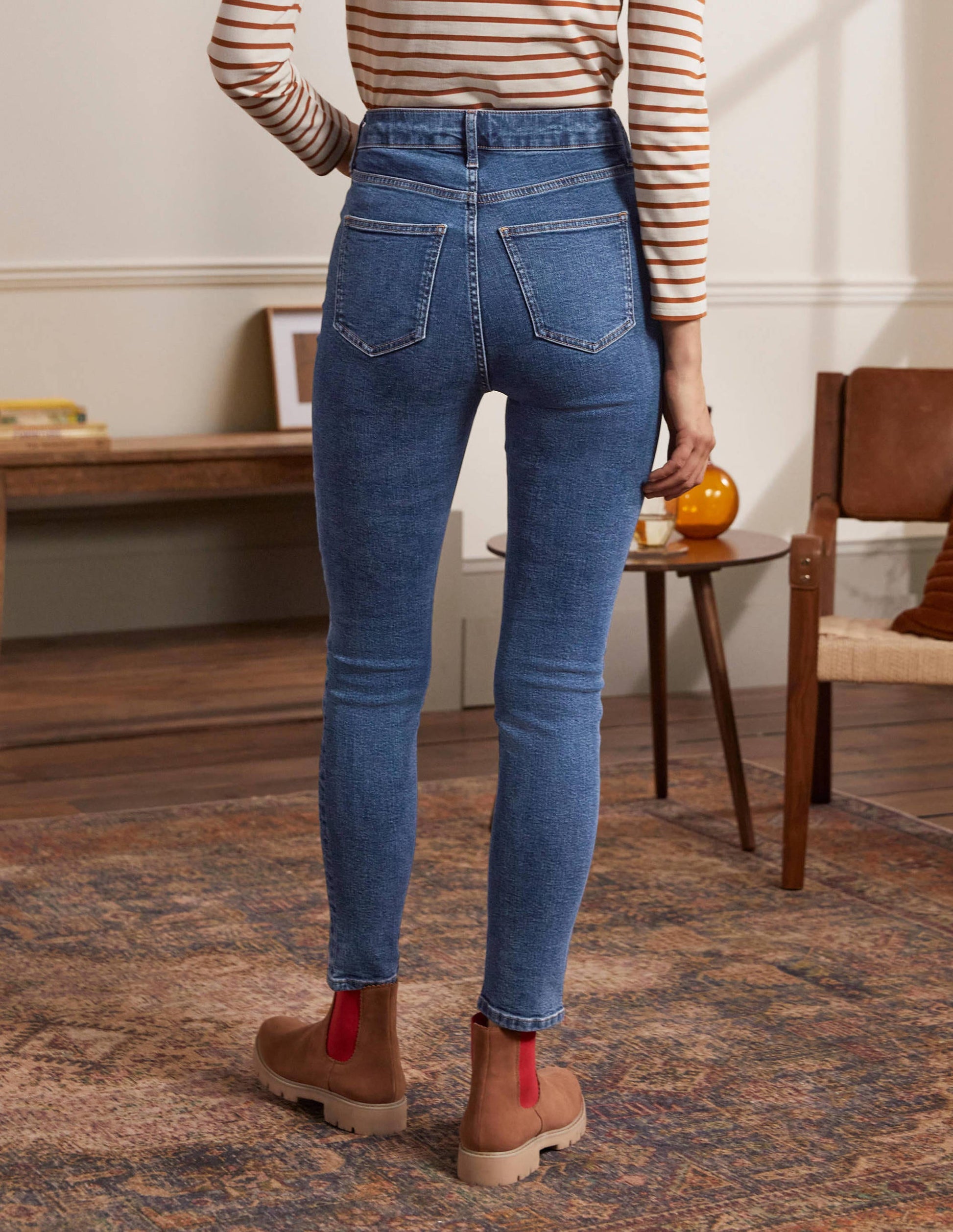Röhrenjeans mit Knopfleiste-Mittleres Vintageblau-2