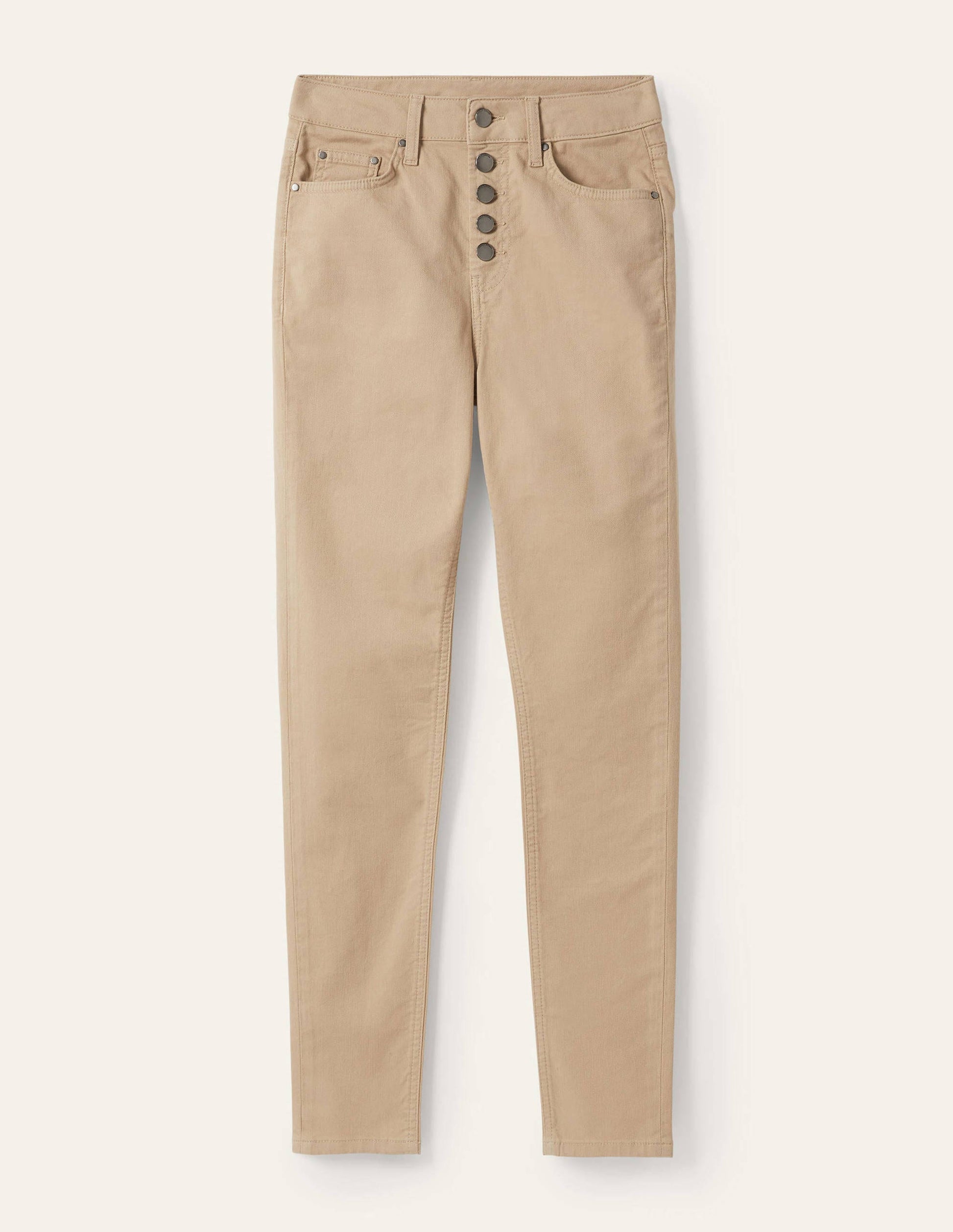 Röhrenjeans mit Knopfleiste-Cremelikör-6