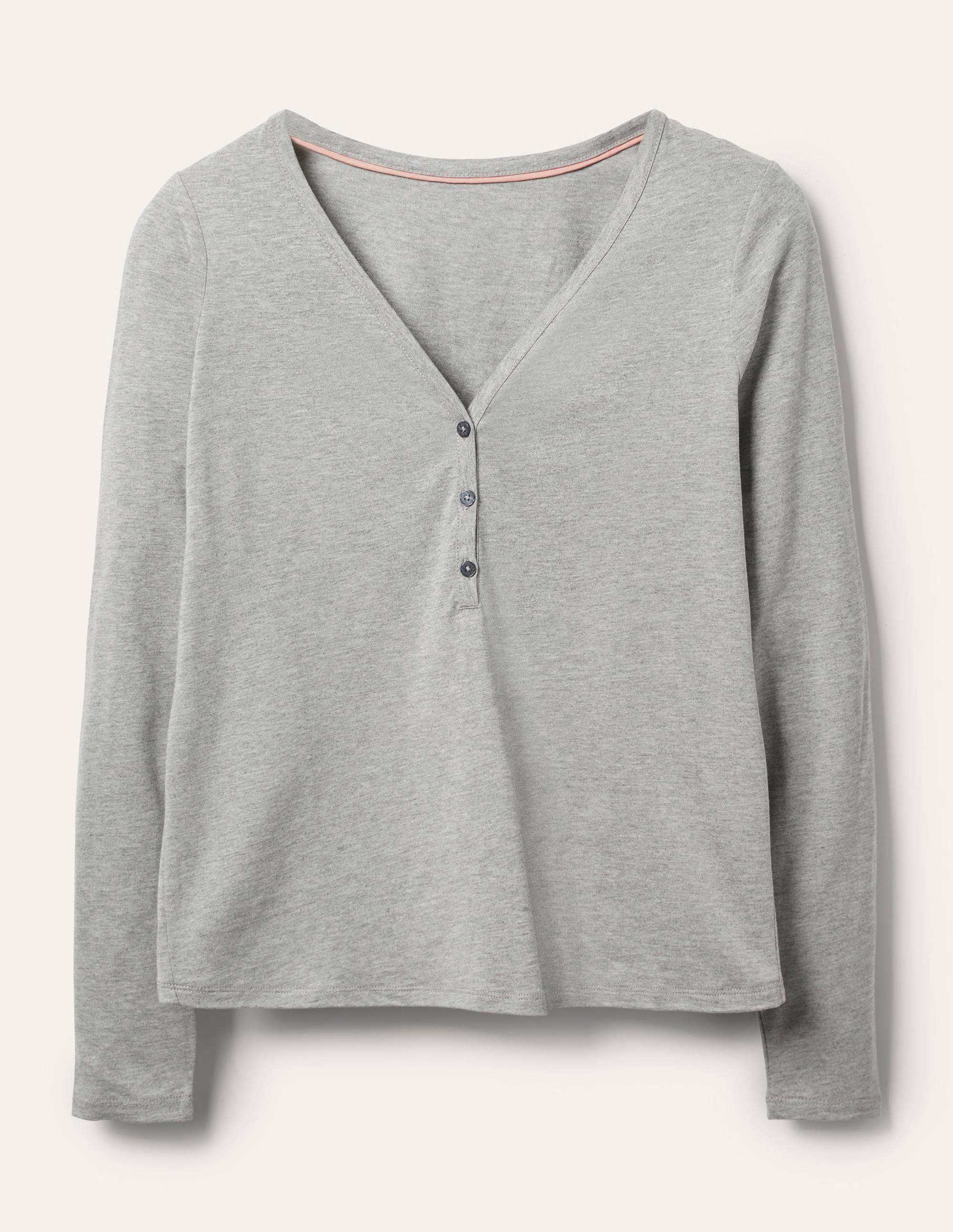 Emma Long Sleeve Pyjama Top-Grey Marl - Image 5
