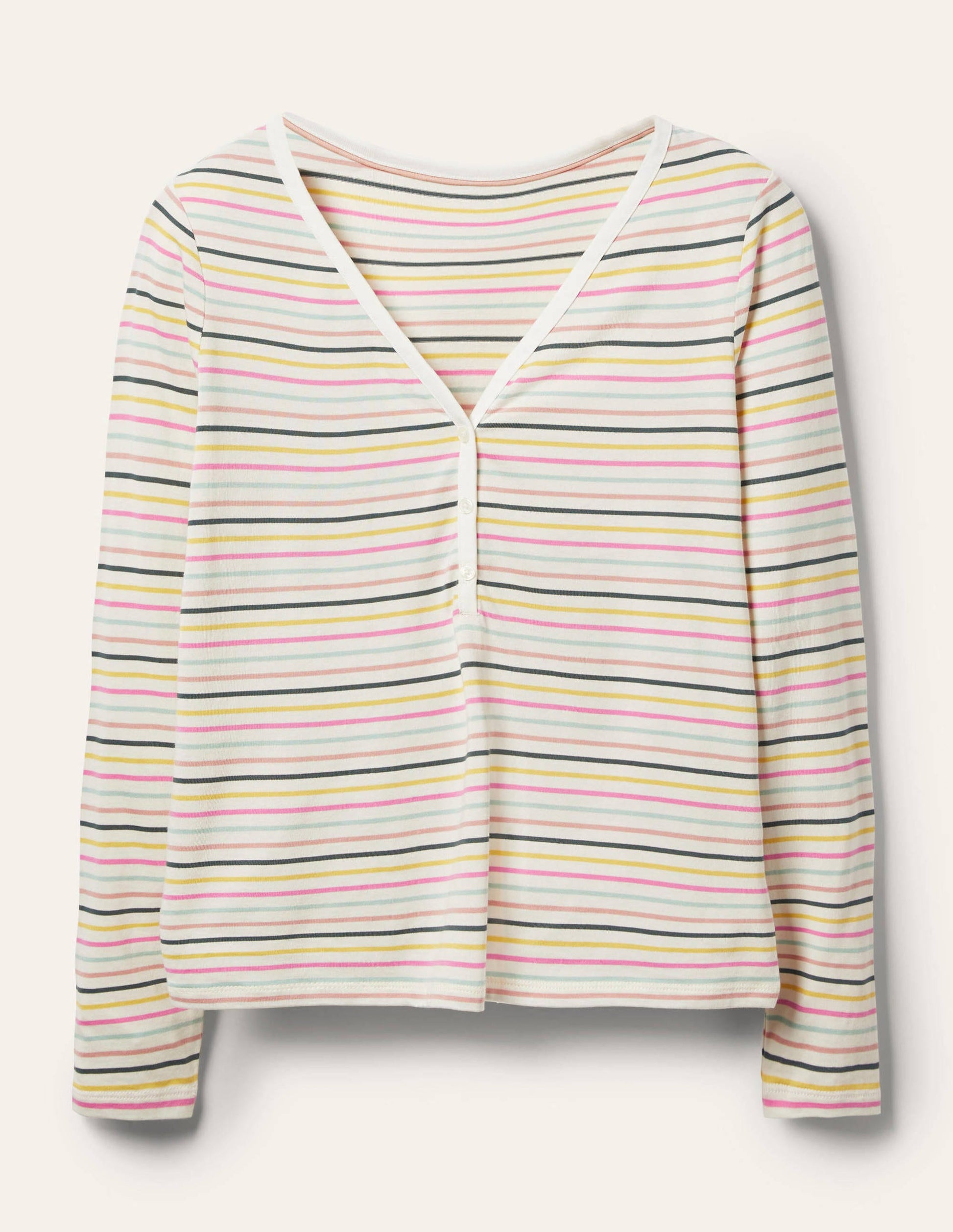Haut de pyjama Emma à manches longues-Rayé citron pâle et bruyère-6