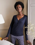 Haut de pyjama Emma à manches longues-Bleu marine