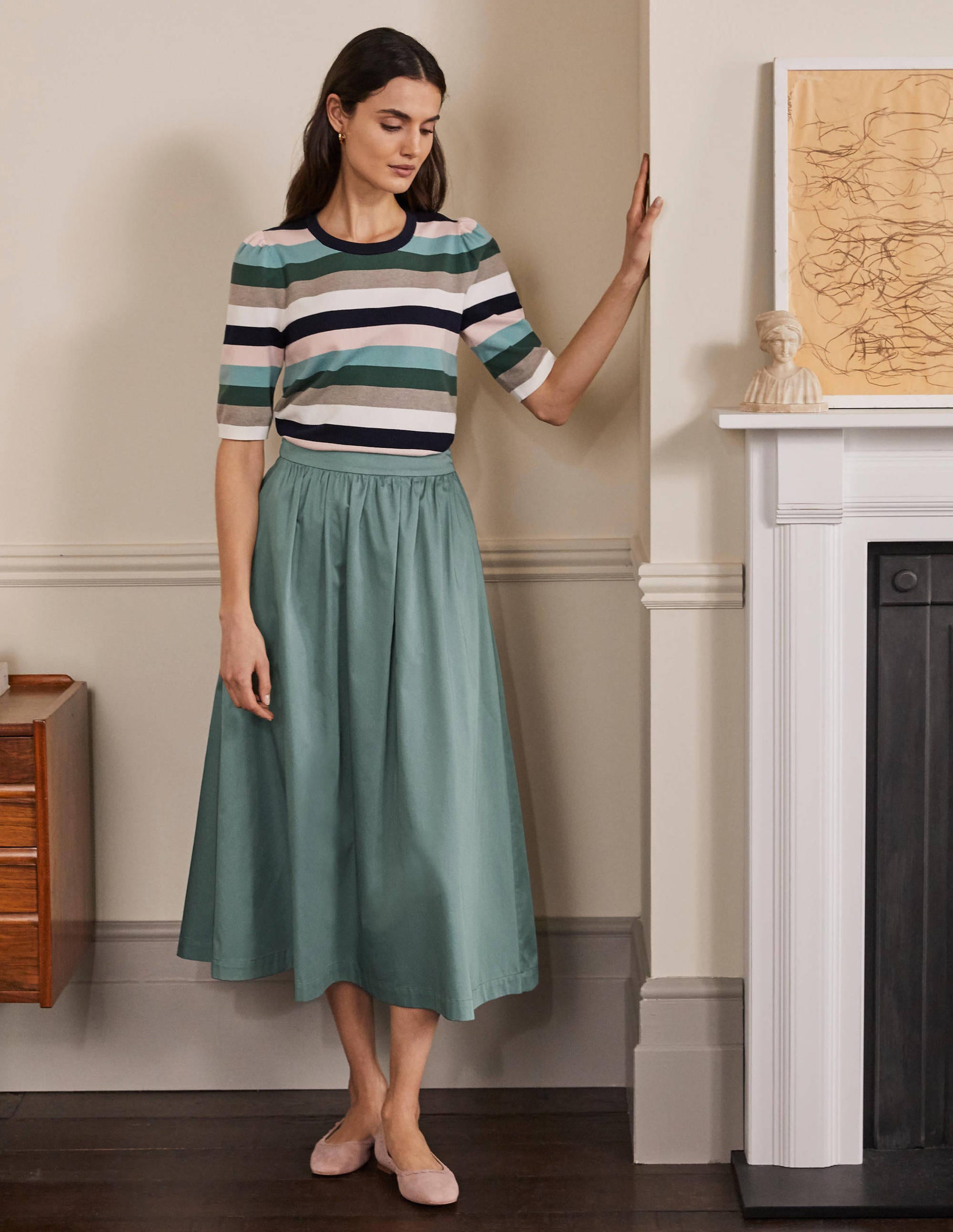 Jupe en satin de coton-Bruyère - Image 4