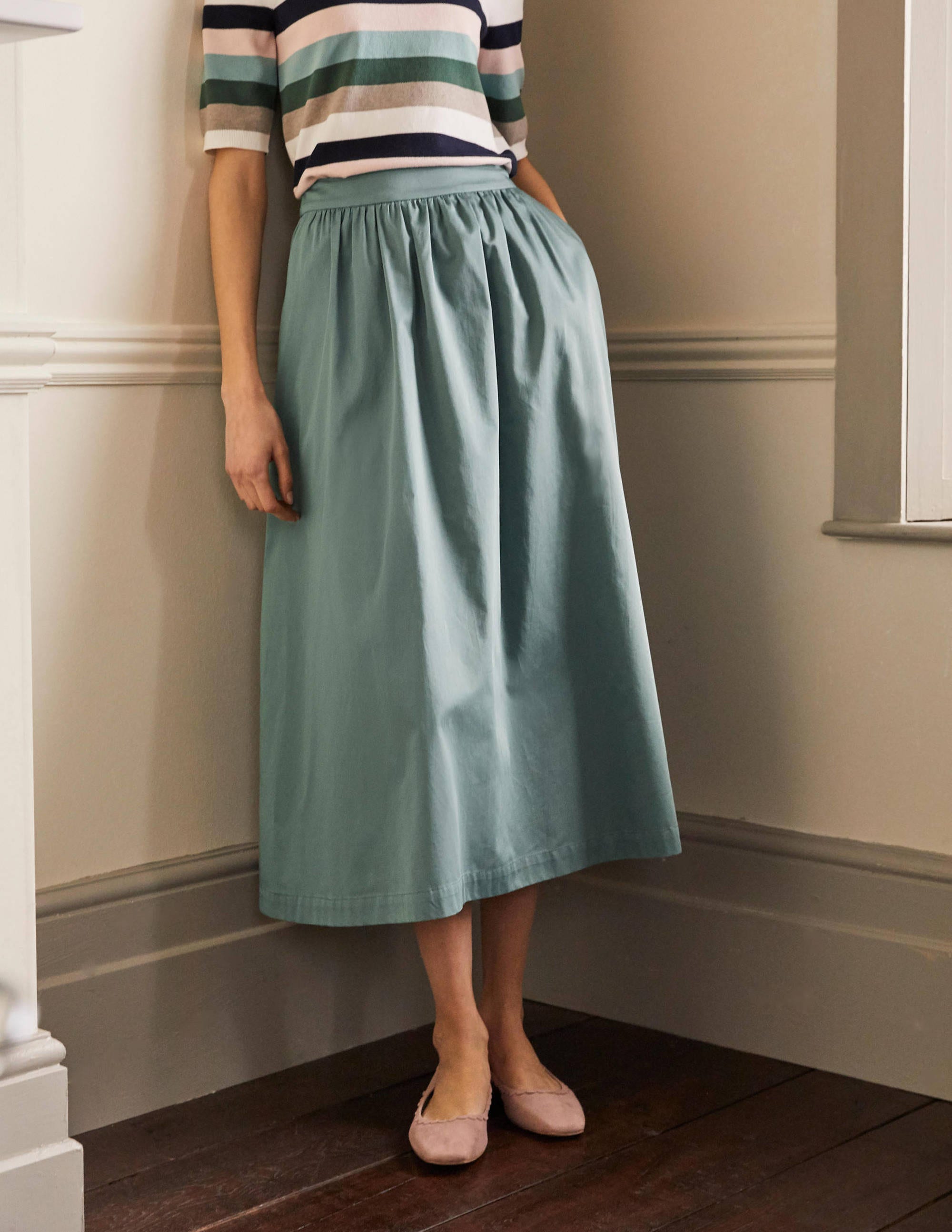 Jupe en satin de coton-Bruyère - Image 1