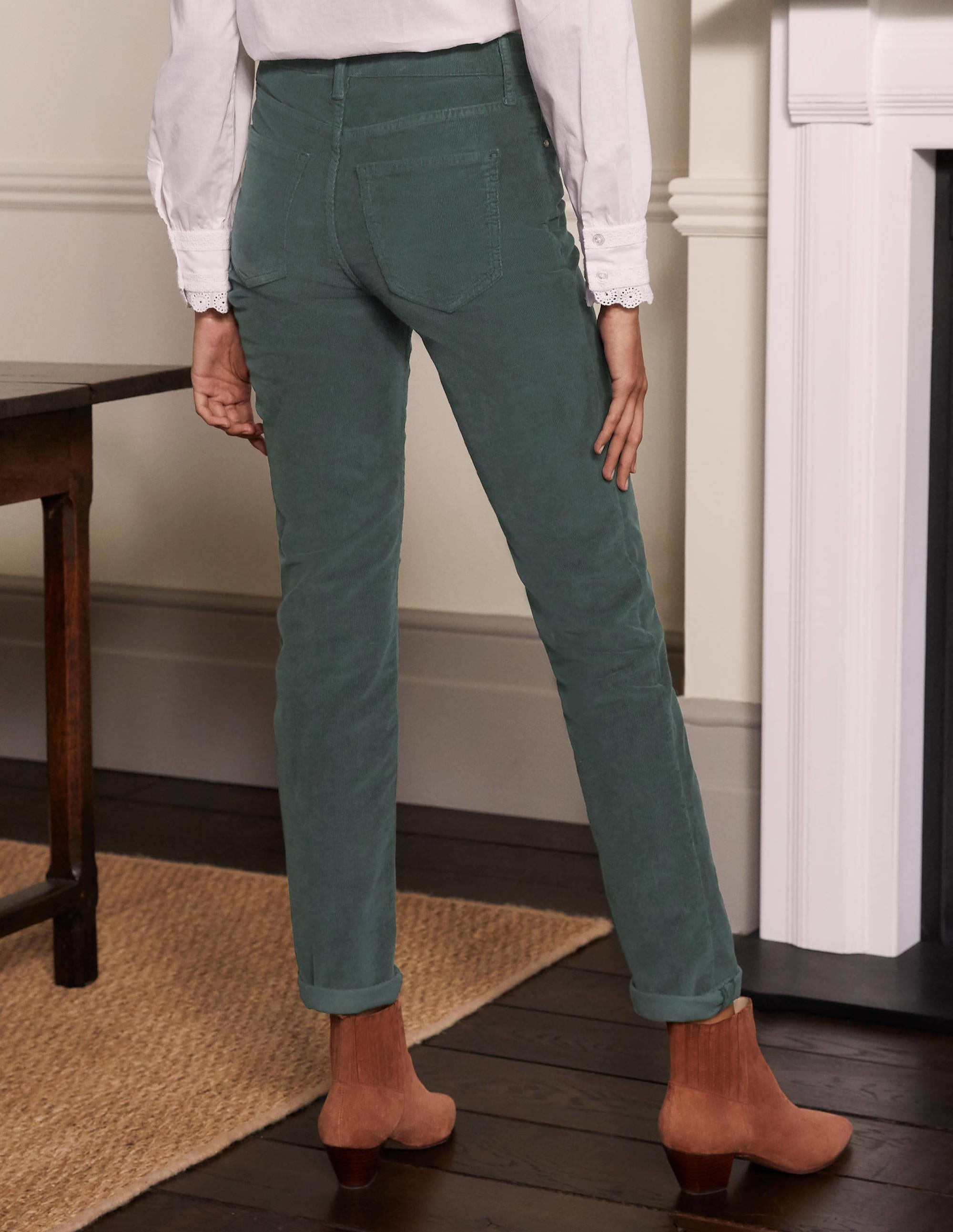 Corduroy Slim Straight Jeans-Wellington Green - Image 2