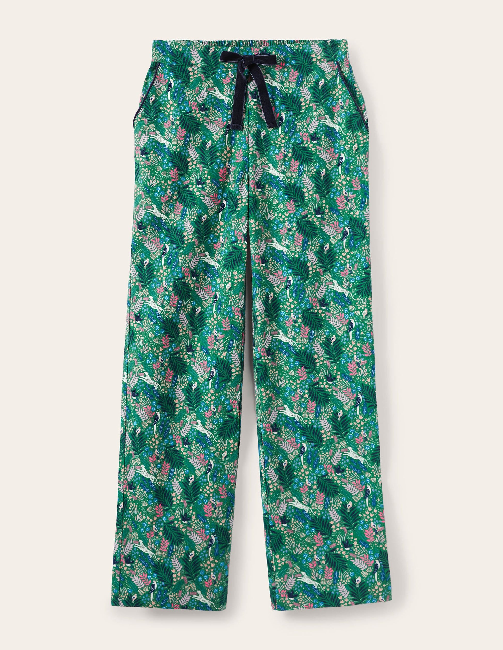 Bas de pyjama Vanessa cosy-Vert feuille, course dans la jungle-5