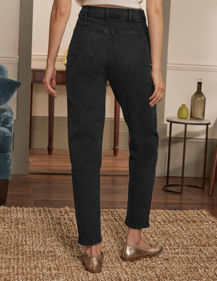 Barrel-Jeans-Gewaschenes Schwarz