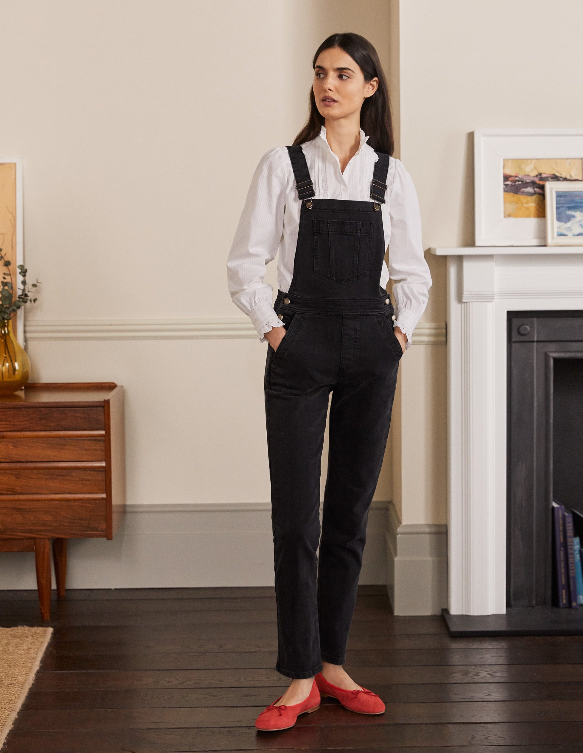 Girlfriend-Latzhose-Gewaschenes Schwarz-5