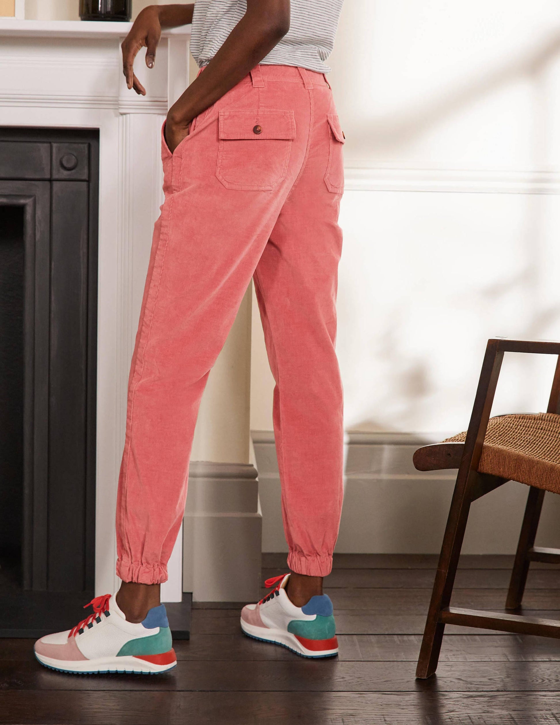 Pantalon chino Gowrie-Velours côtelé poudré-3