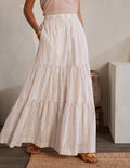 Lorna Tiered Maxi Skirt-Multi Lurex Woven Stripe
