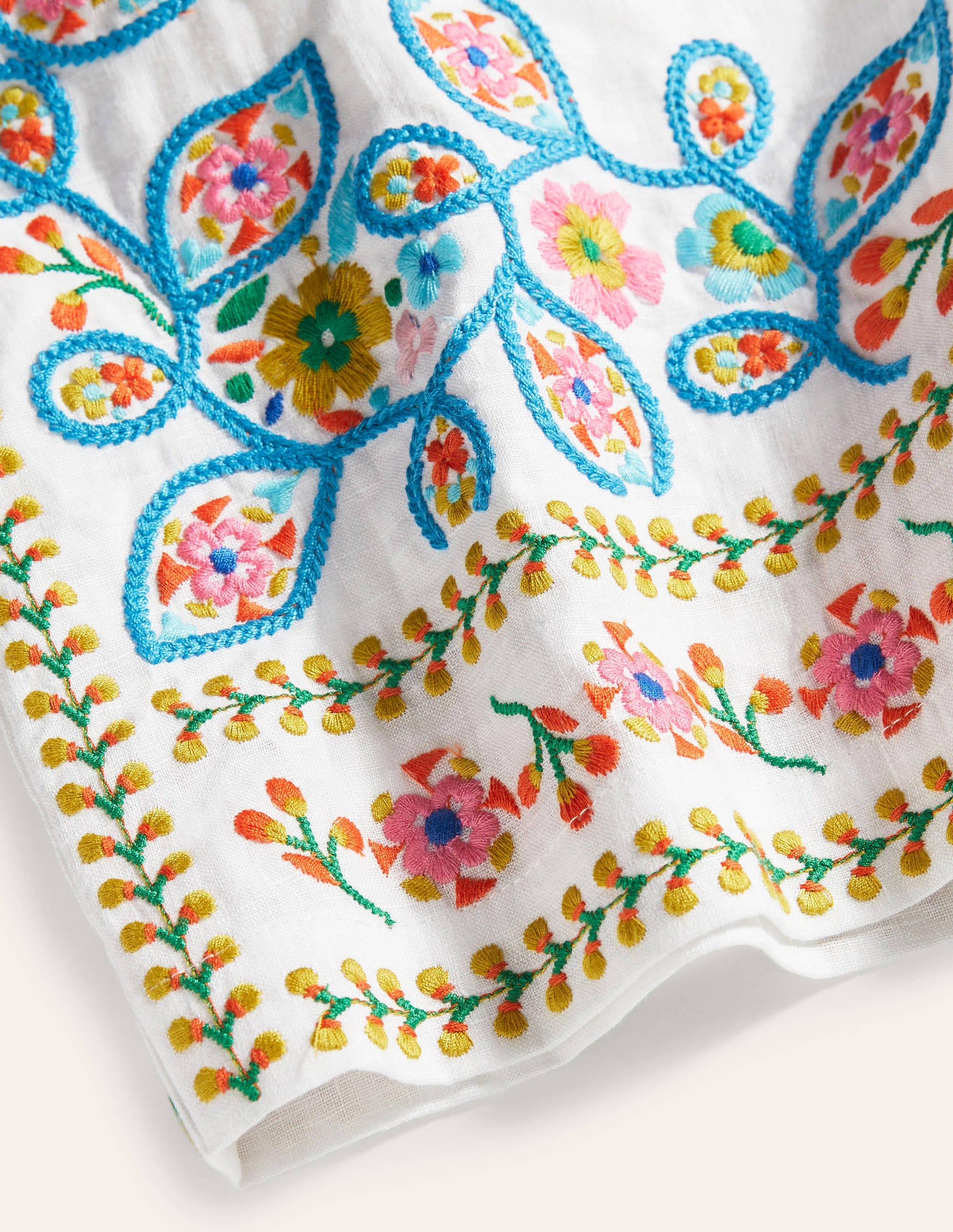 Short Georgina en lin-Blanc, broderie - Image 6