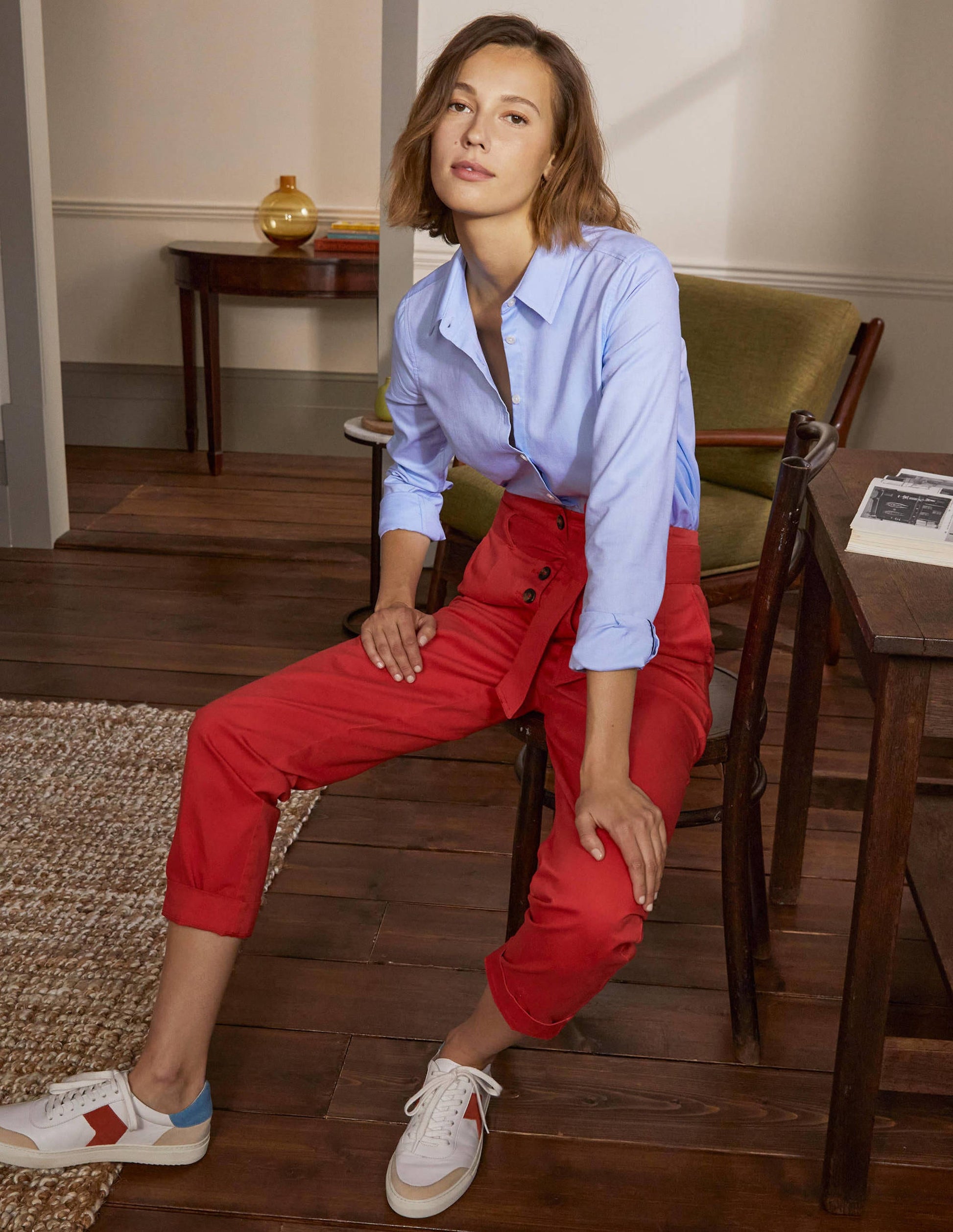 La chemise en coton-Oxford bleu-4