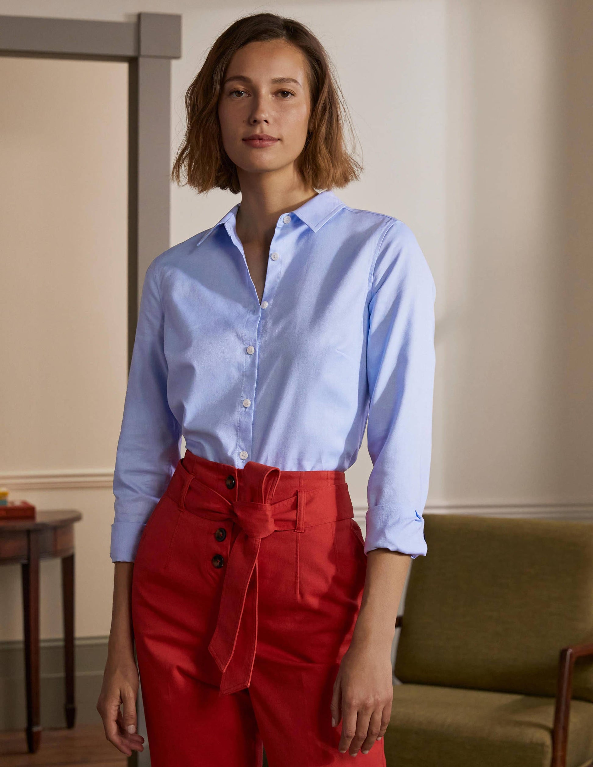 La chemise en coton-Oxford bleu-3