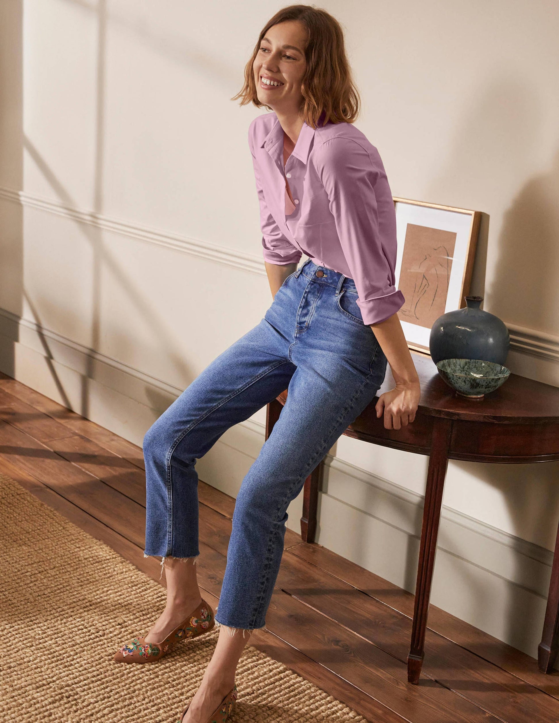 La chemise en coton-Oxford rose-4