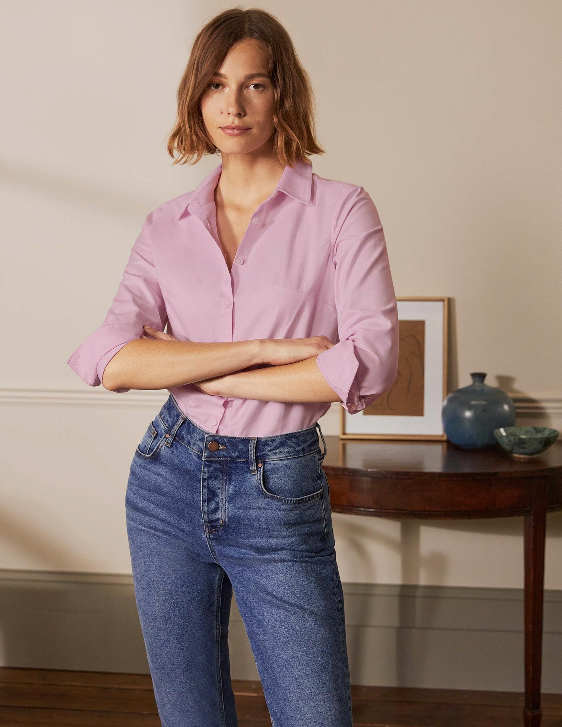 La chemise en coton-Oxford rose-3