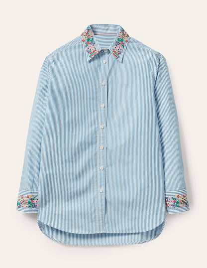 Agnes Oversize-Hemd-Zartes Seeblau, Feine Streifen-8