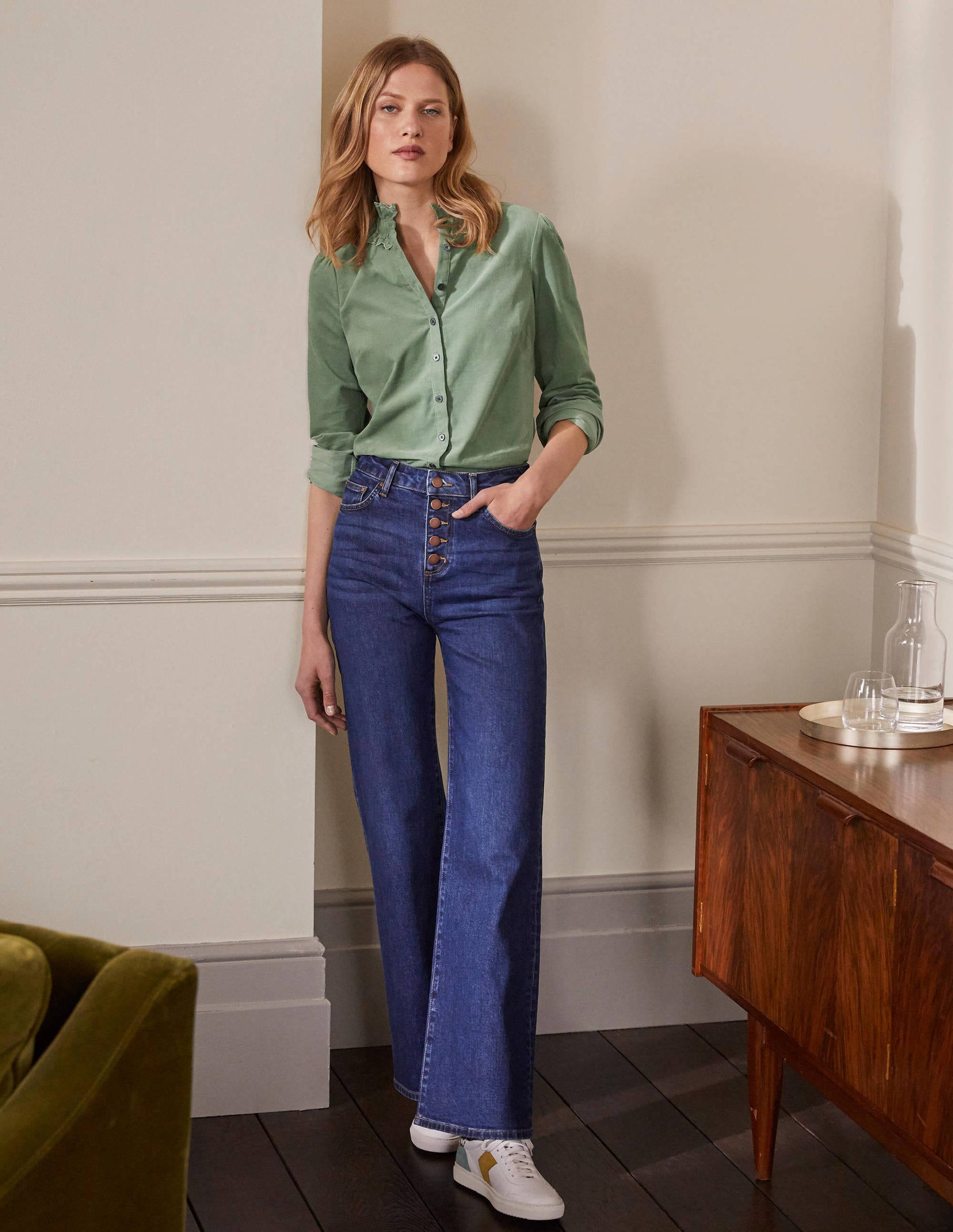 Chemise Eliza avec broderie anglaise-Olive clair - Image 4