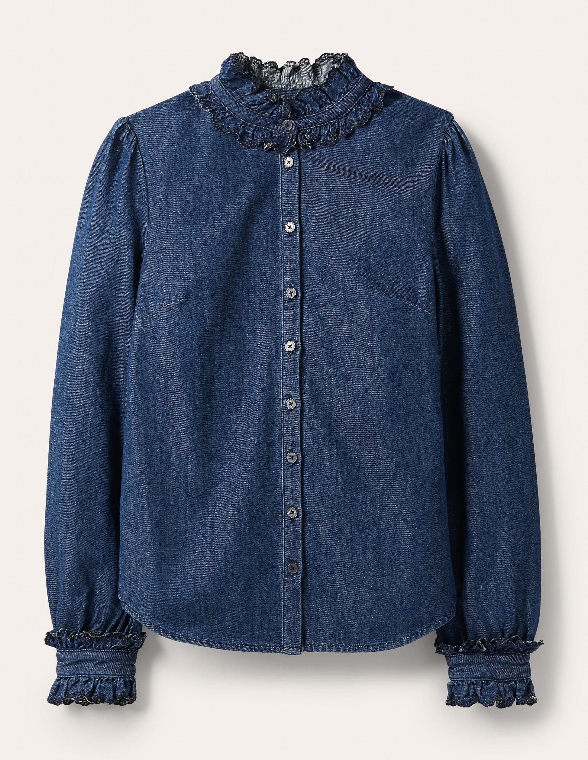 Chemise Eliza avec broderie anglaise-Denim vintage moyen-8