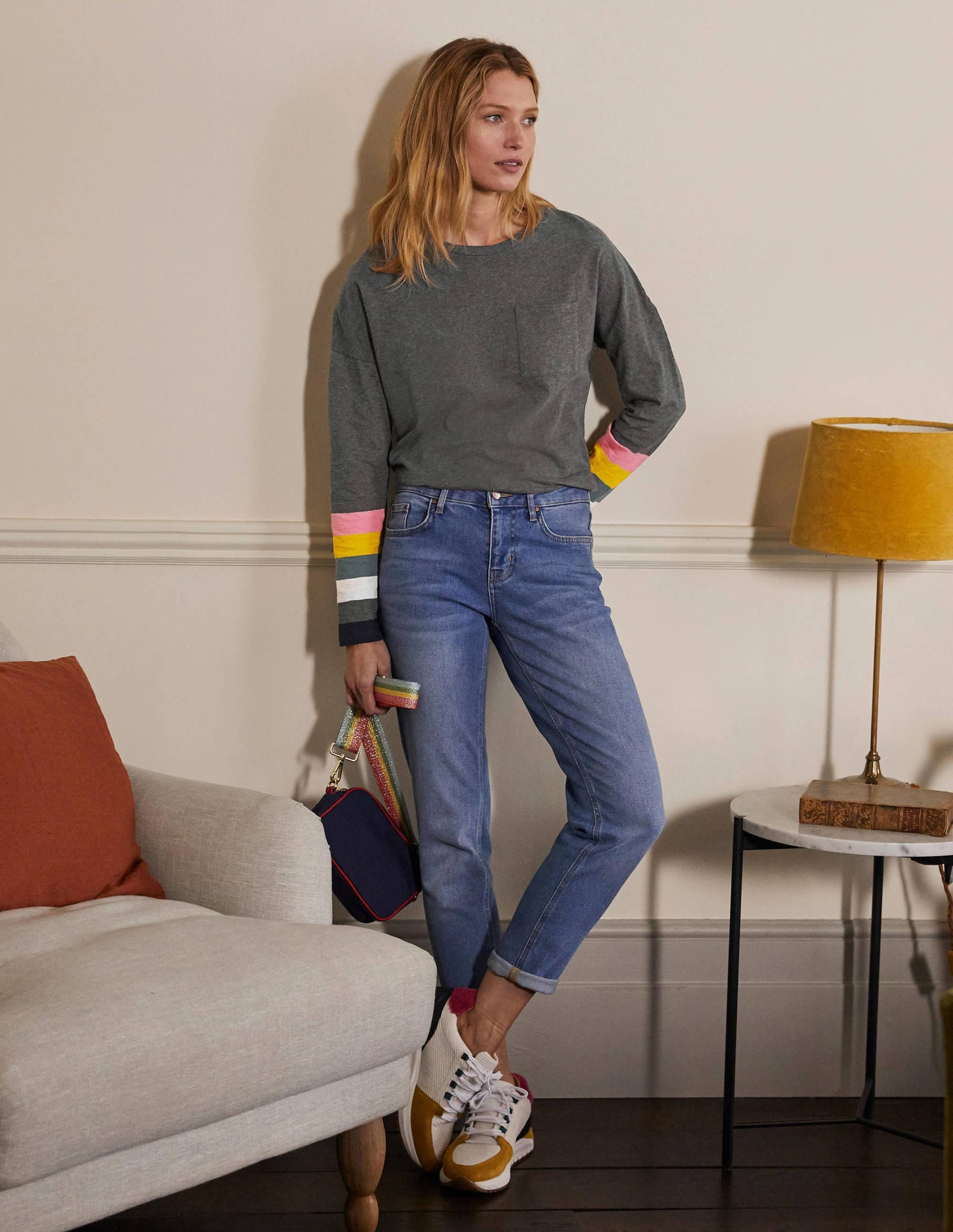 Boxy Jersey Tee-Charcoal Cuff-3