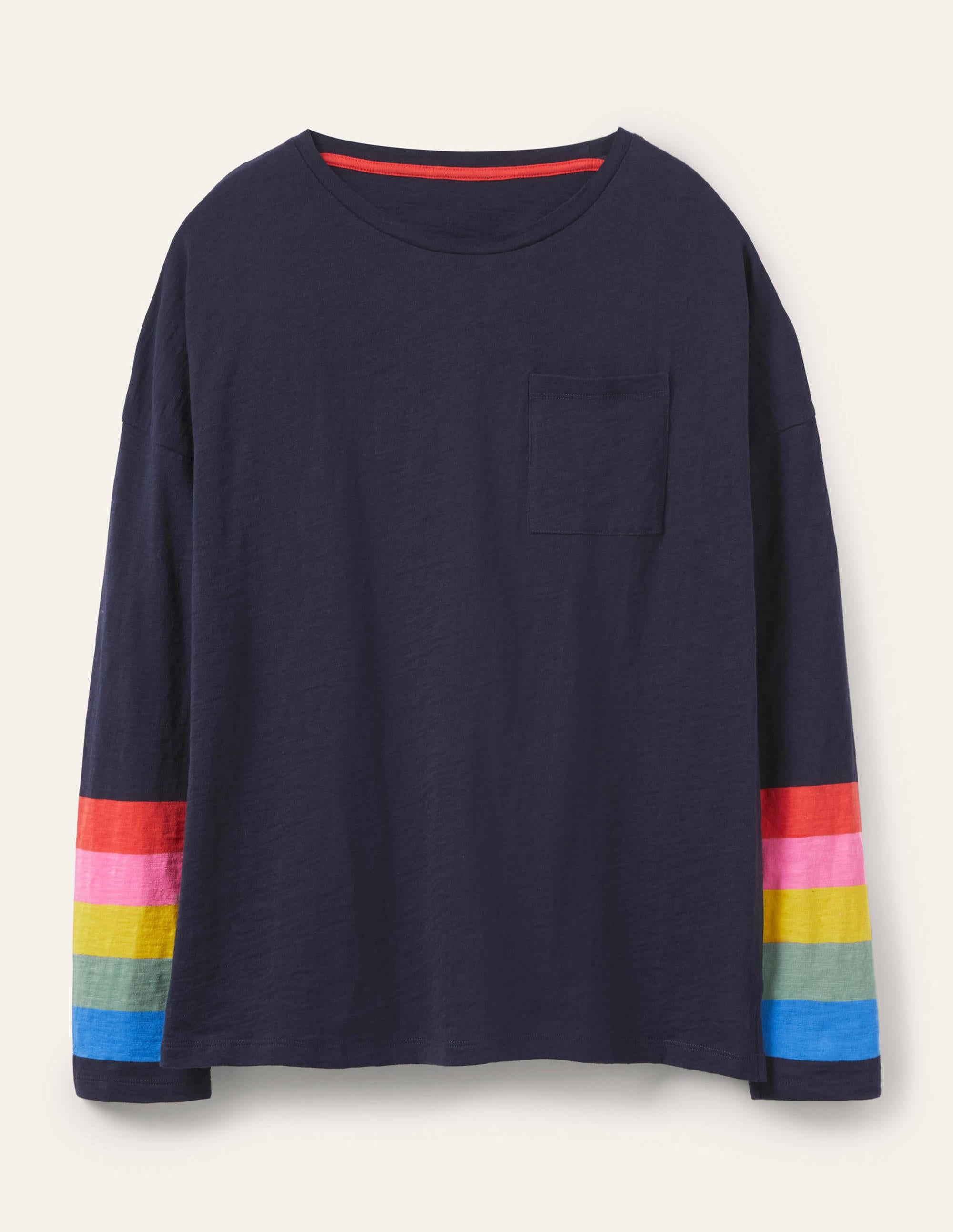 T-shirt carré en jersey-Poignets arc-en-ciel bleu marine - Image 5