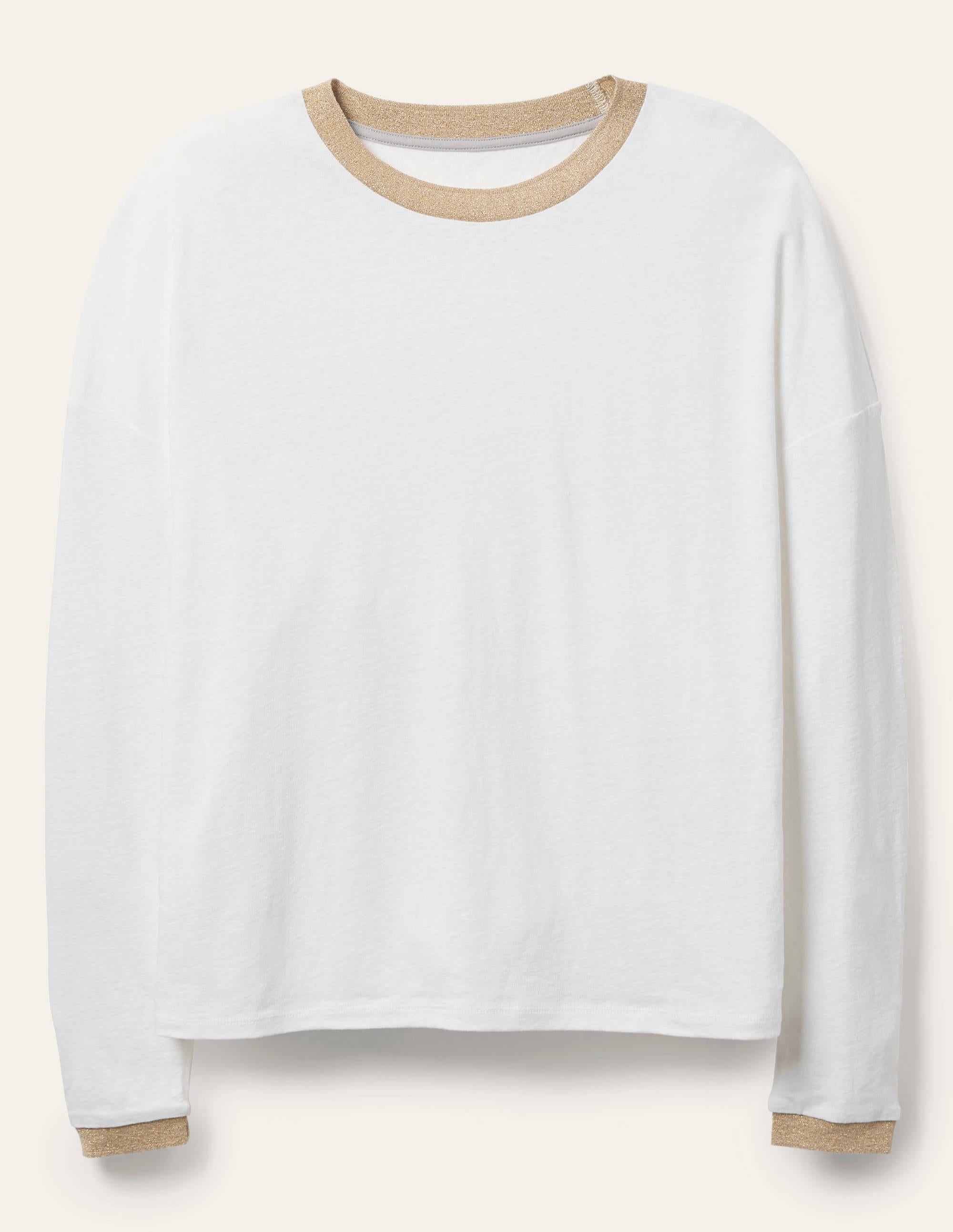 T-shirt manches longues étincelant en lin-Blanc - Image 5