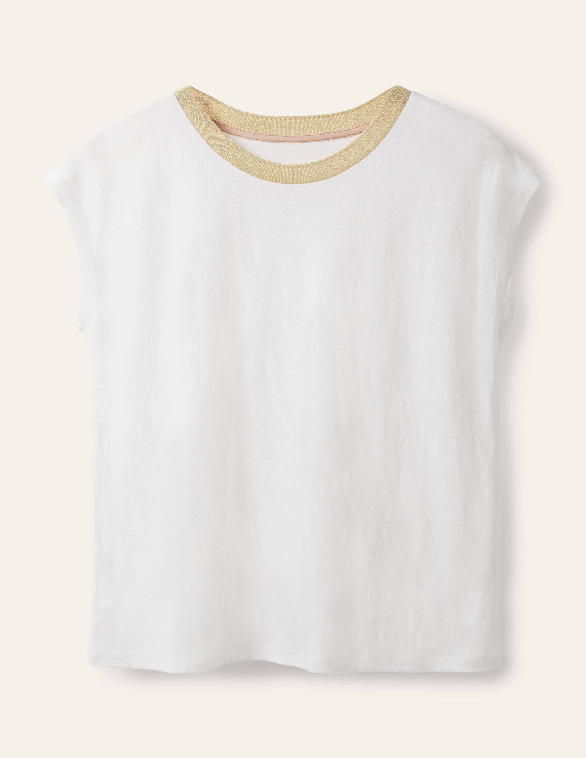 Linen Sparkle Short Sleeve Tee-White-5
