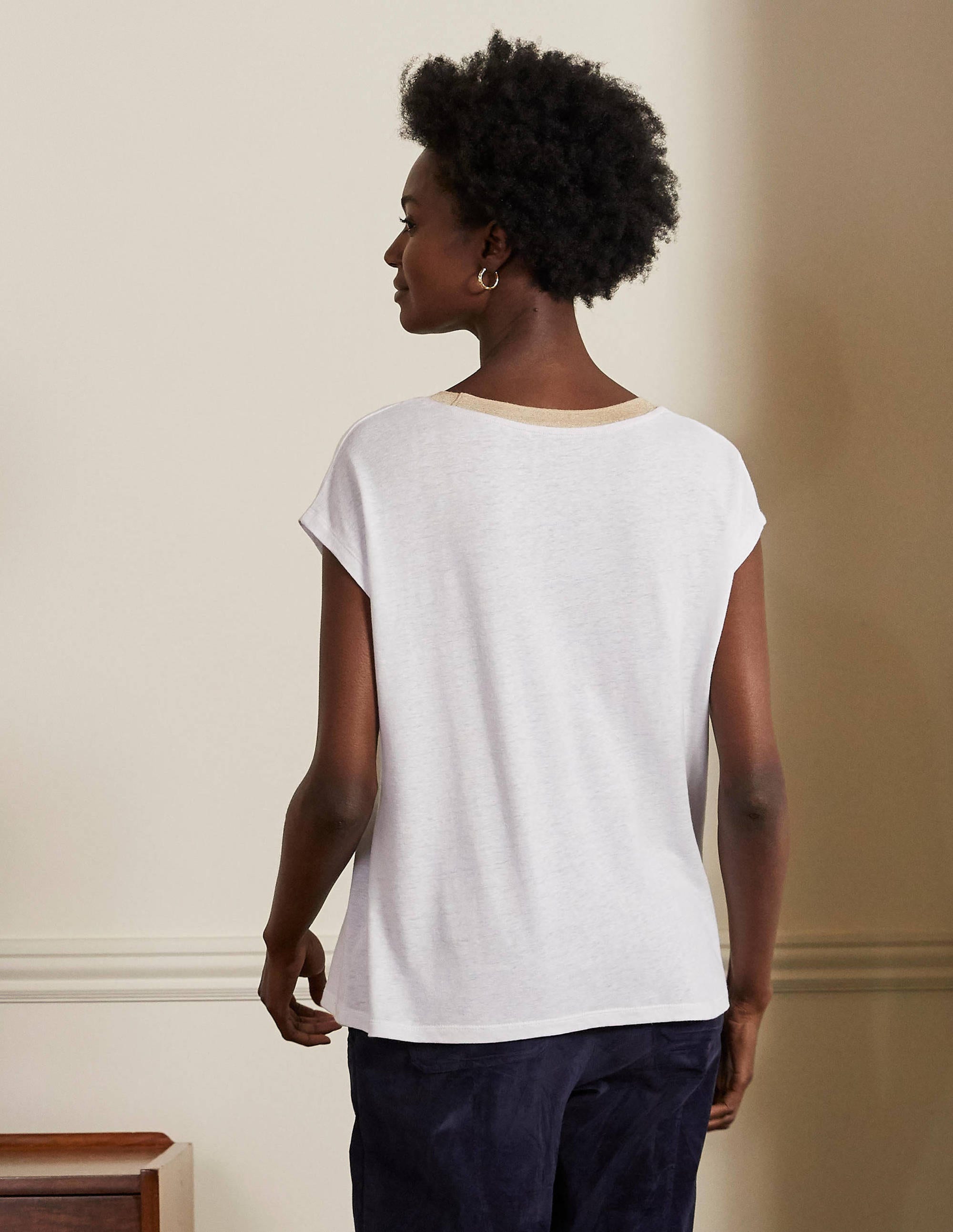 Linen Sparkle Short Sleeve Tee-White - Image 2