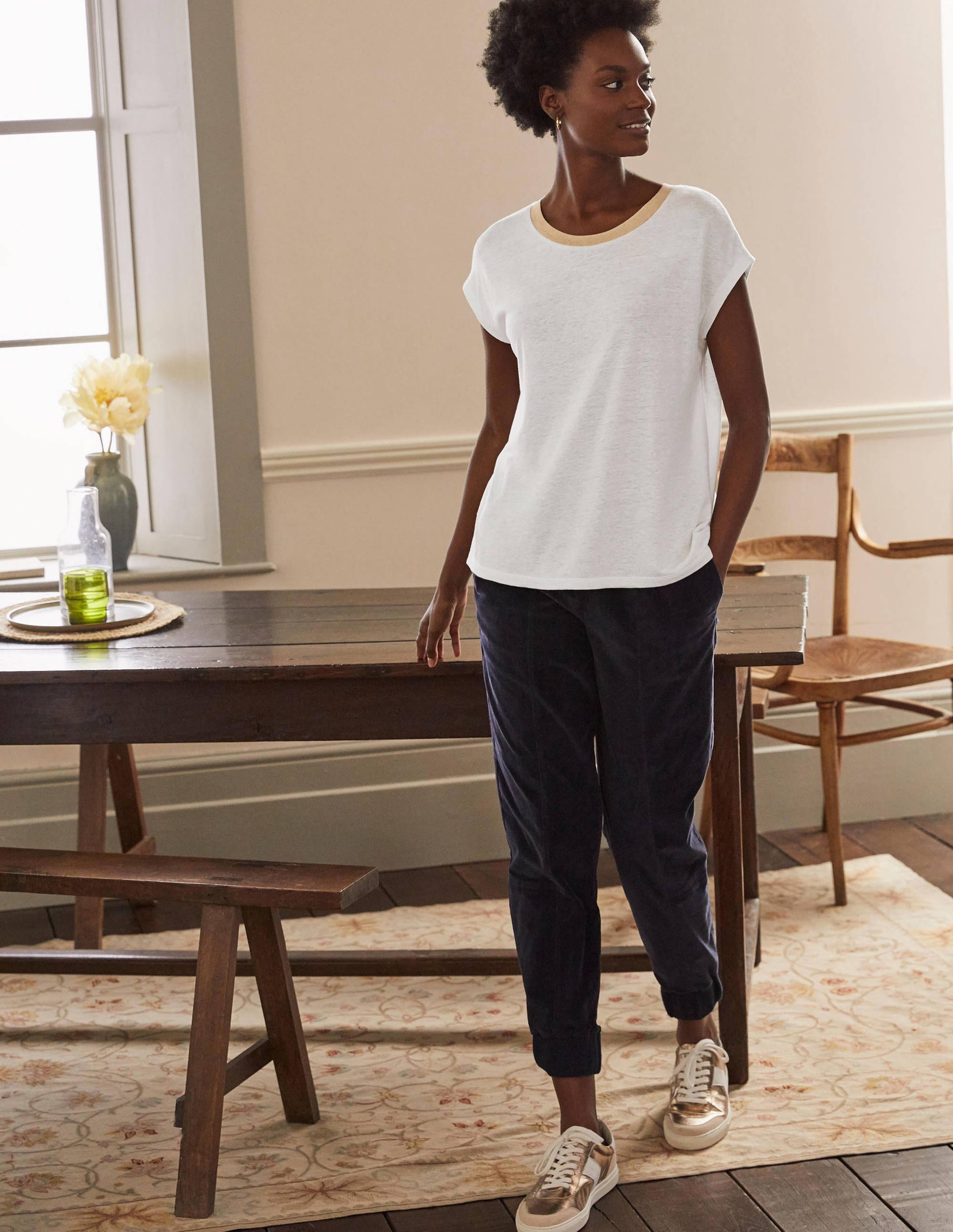 Linen Sparkle Short Sleeve Tee-White - Image 3