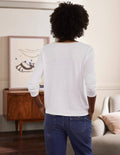 Linen Sparkle Henley Tee-White