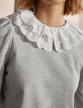 Hattie Collar Sweatshirt-Grey Marl