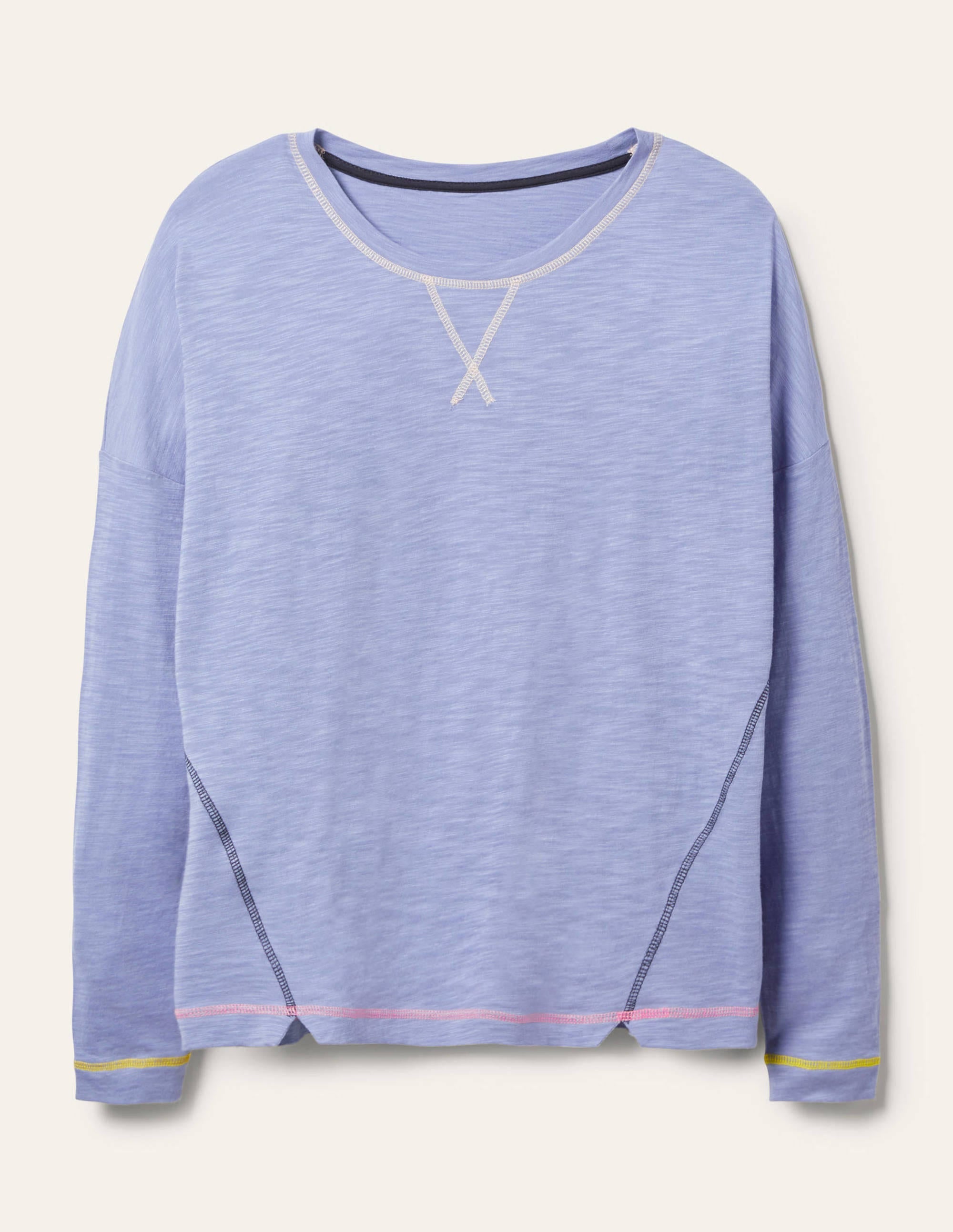 Top en jersey à coutures contrastantes-Bleu embruns - Image 5