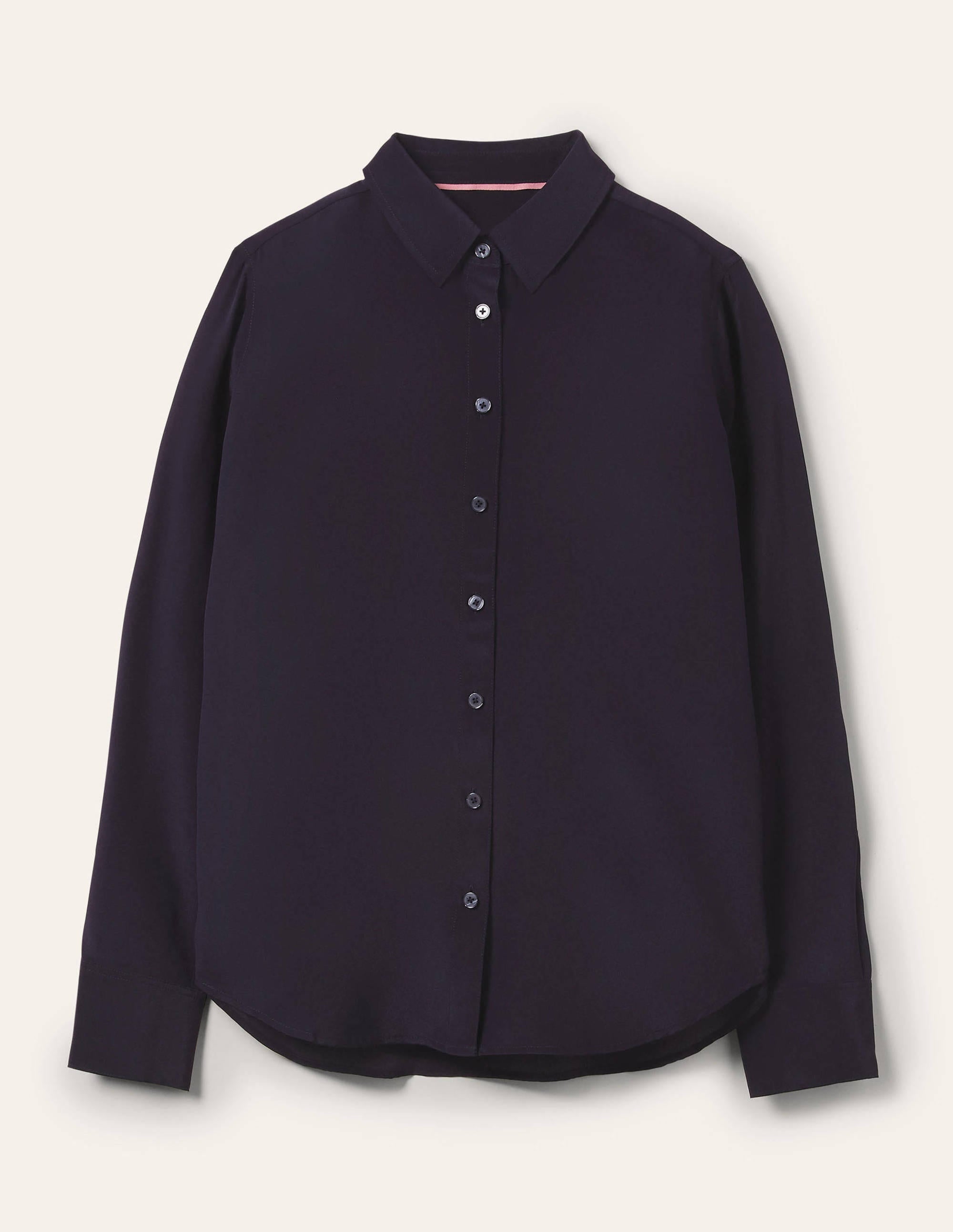 Chemise en soie-Bleu marine - Image 6
